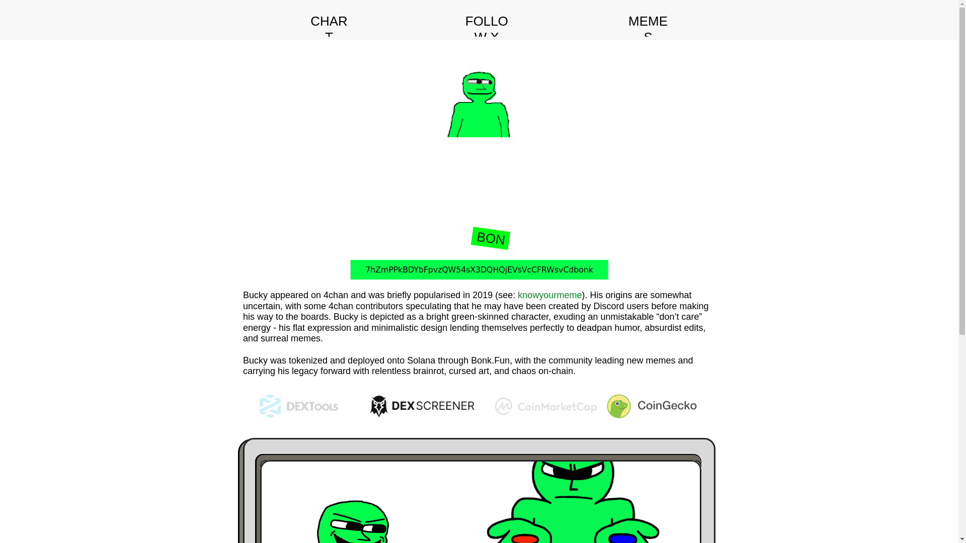 website screenshot of https://buckybonk.xyz/