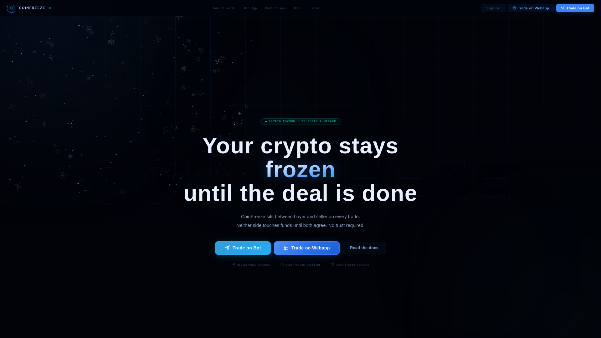 website screenshot of https://coinfreeze.pro/