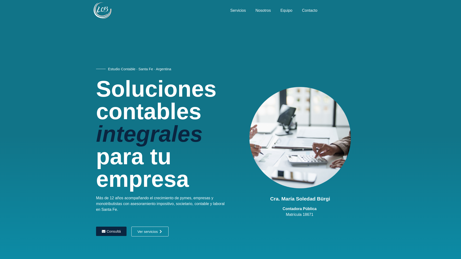 website screenshot of https://estudiocontablelob.com/
