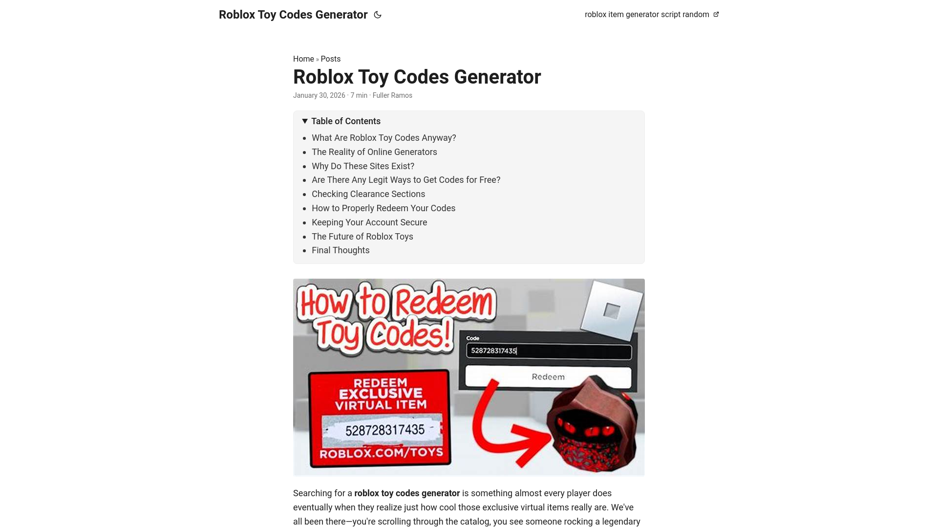 website screenshot of https://robloxtoycodesgenerator.pages.dev/