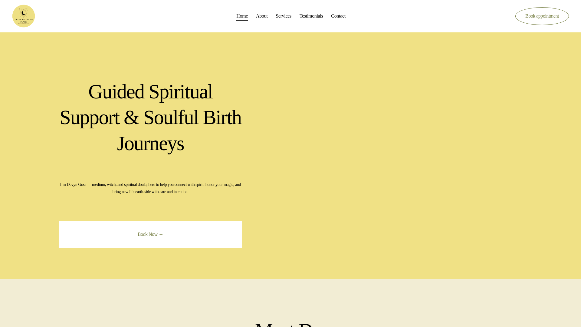 website screenshot of https://devynspeculiar.place/