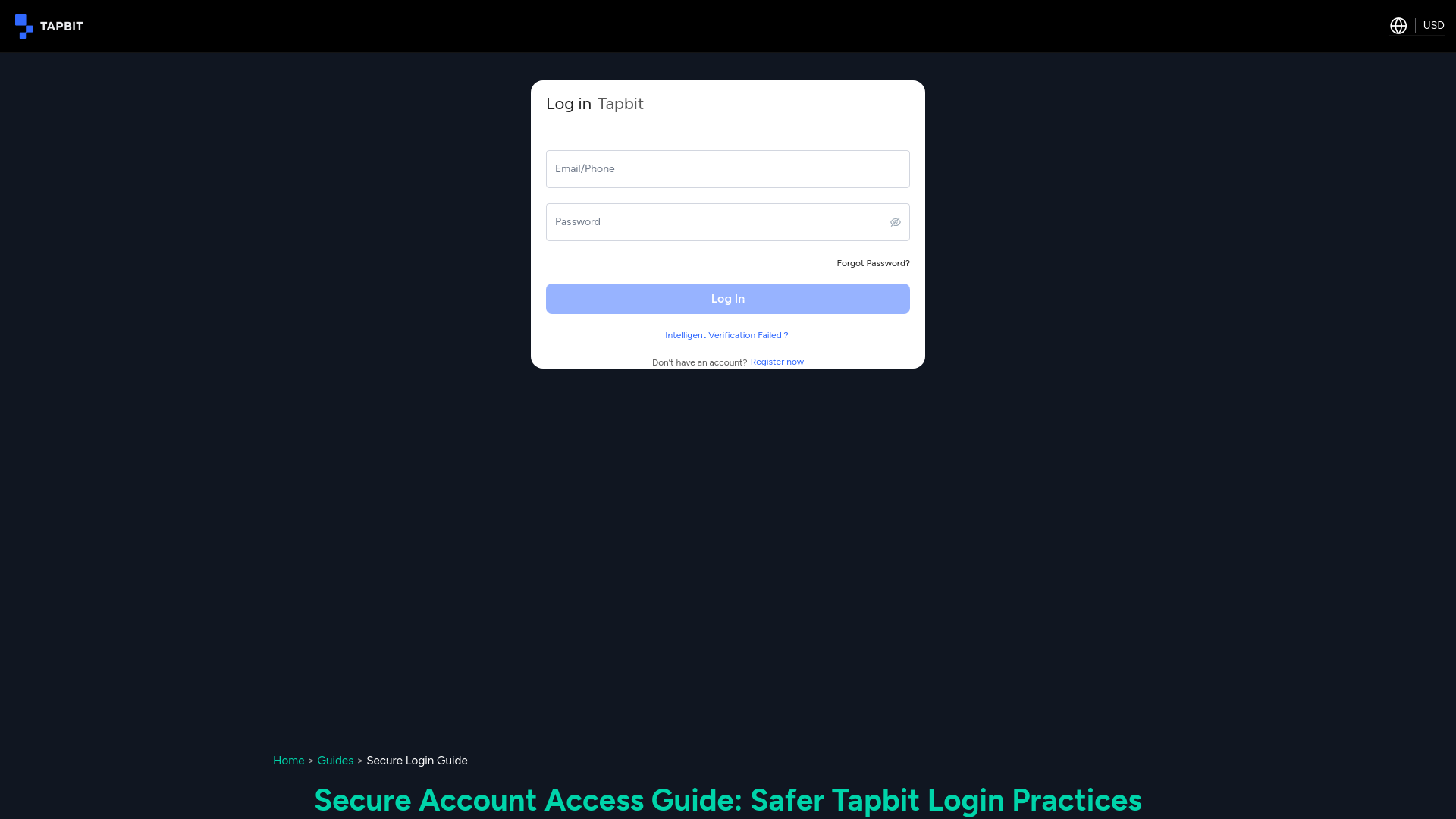website screenshot of https://tapbit-login.at/