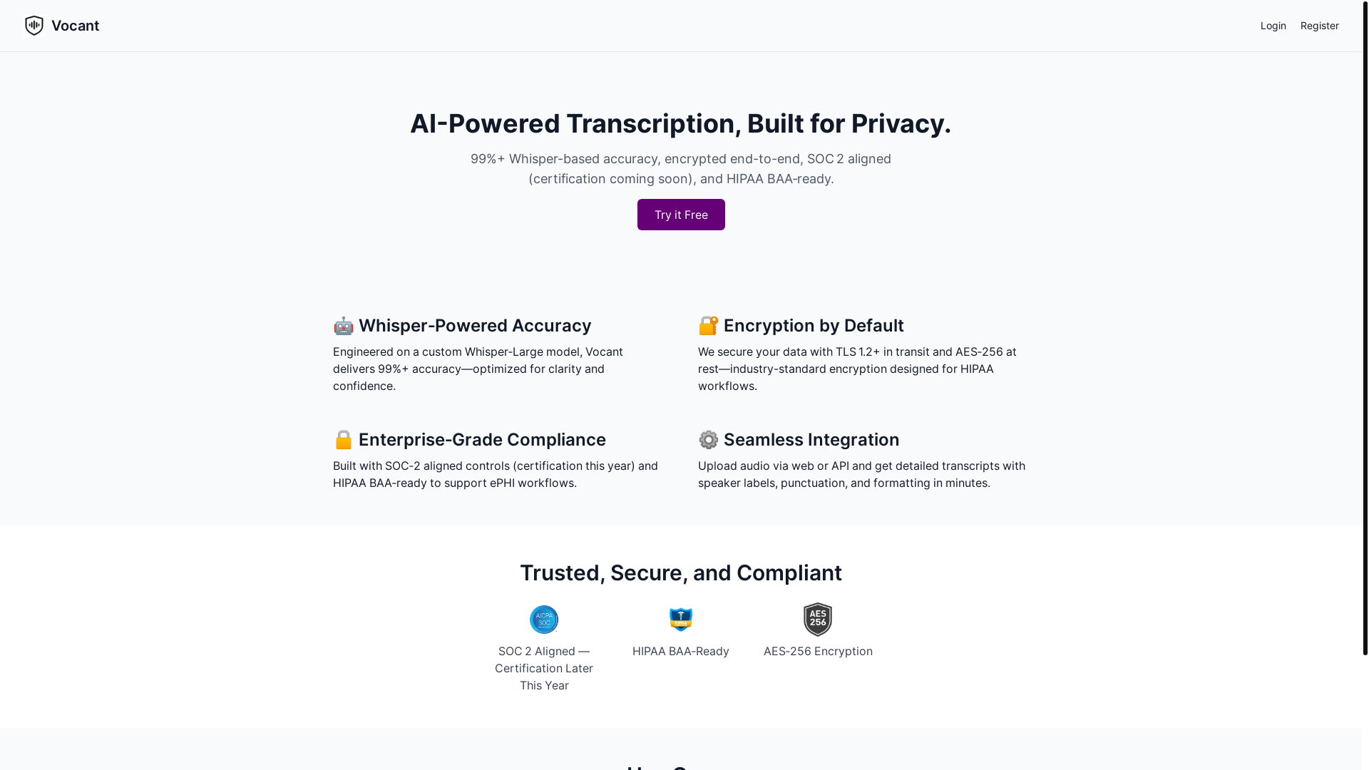 website screenshot of https://vocant.pages.dev/