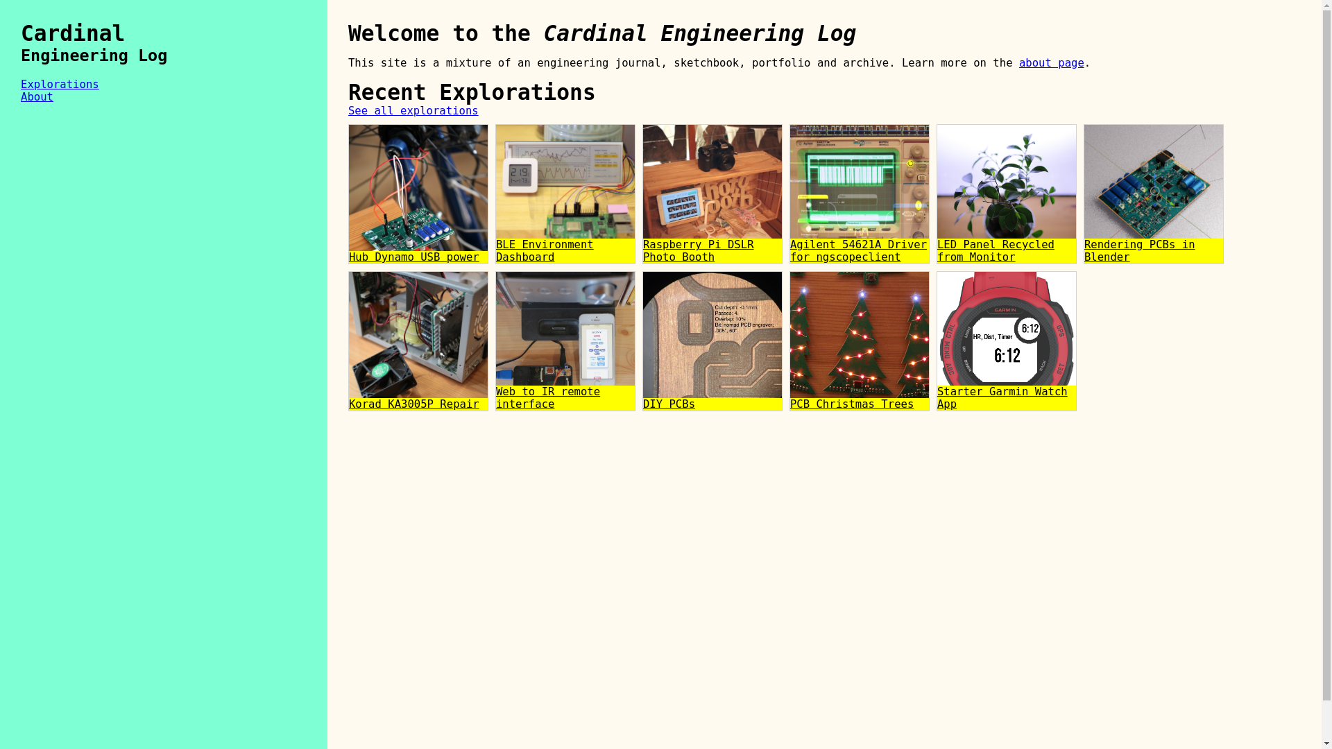 website screenshot of https://cardinalengineeringlog.pages.dev/