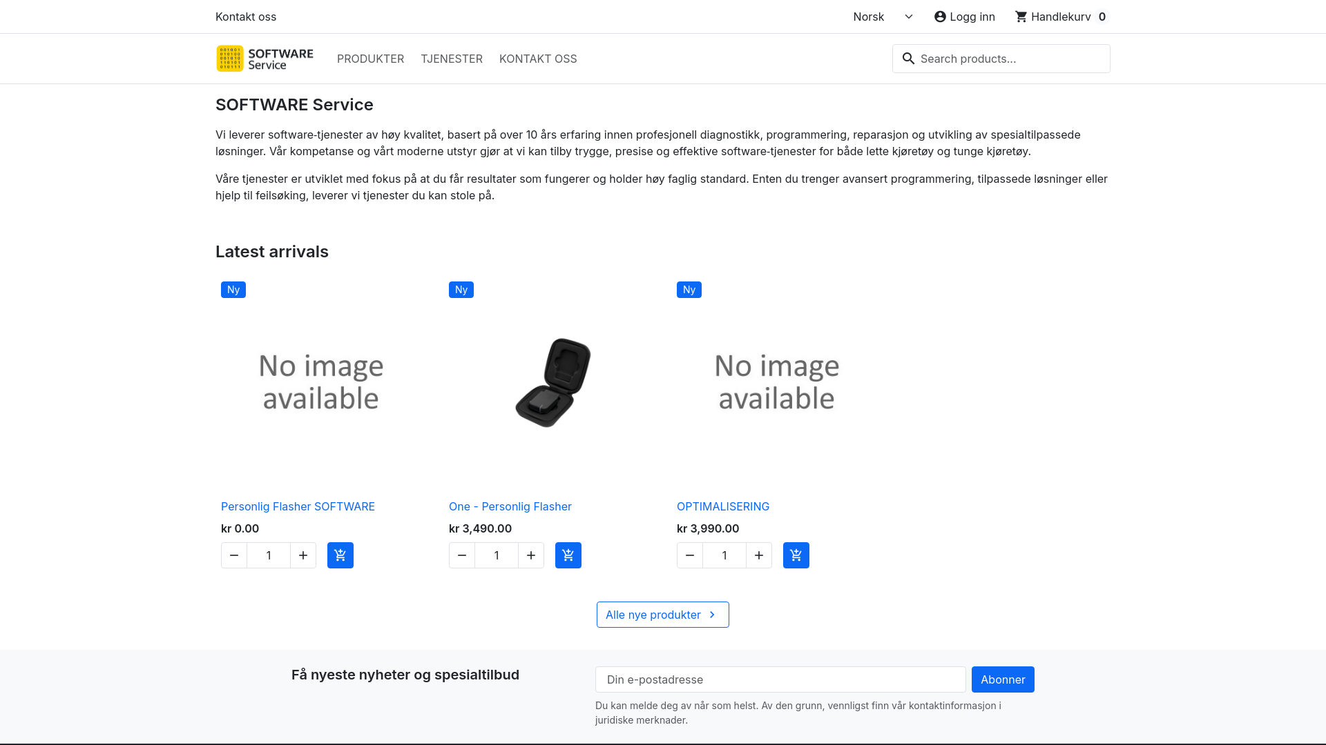 website screenshot of https://software-service.no/