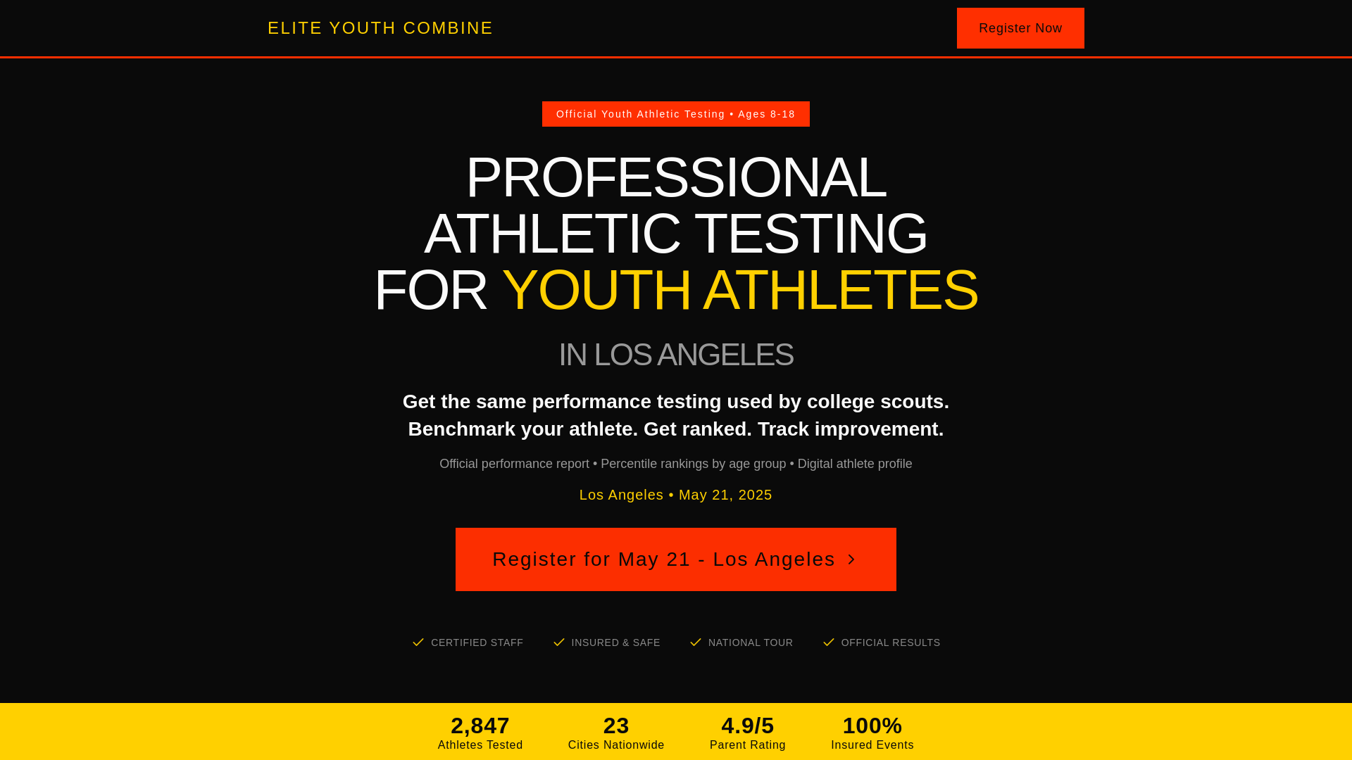 website screenshot of https://eliteyouthcombine.net