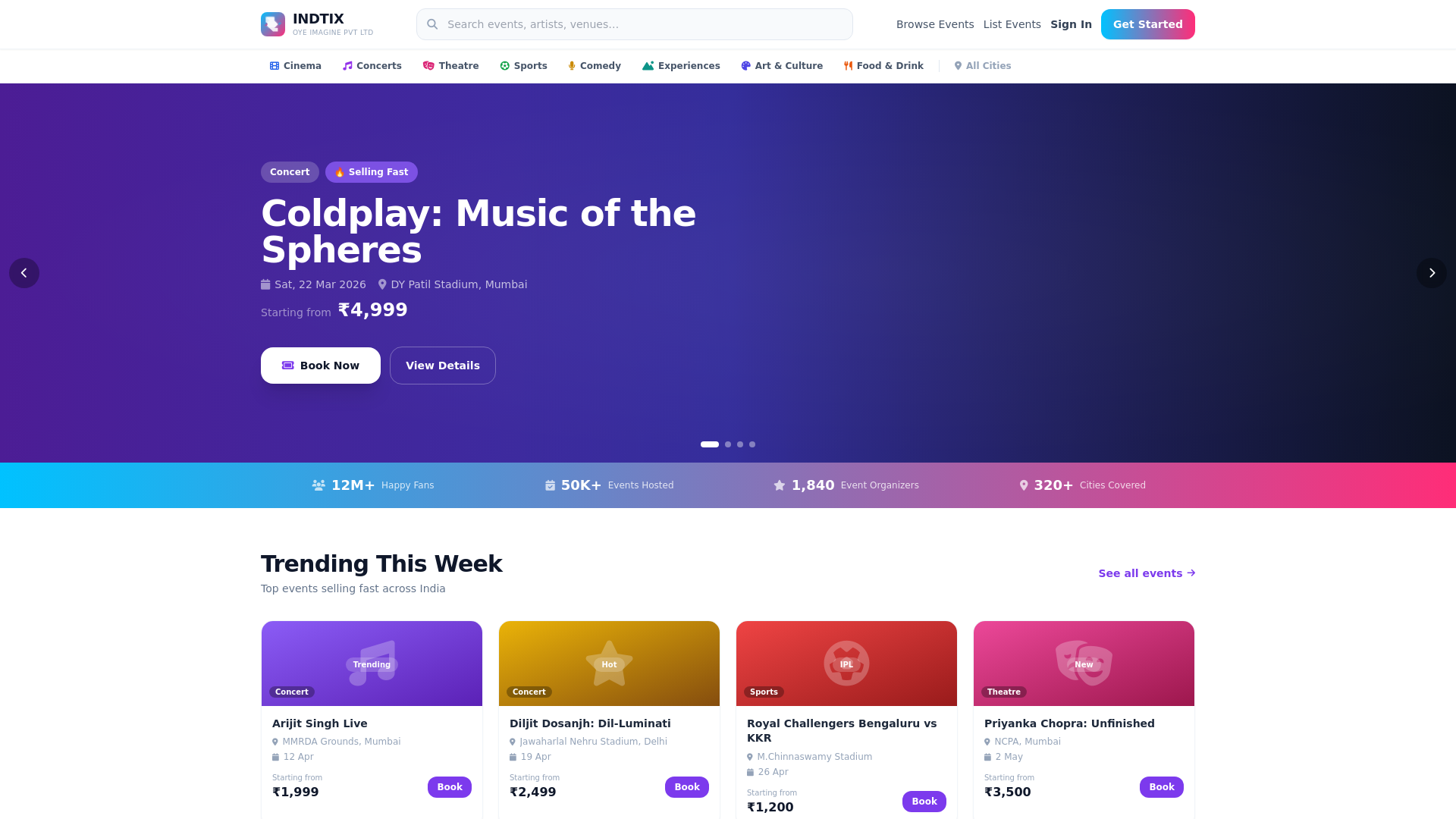 website screenshot of https://indtix.pages.dev/