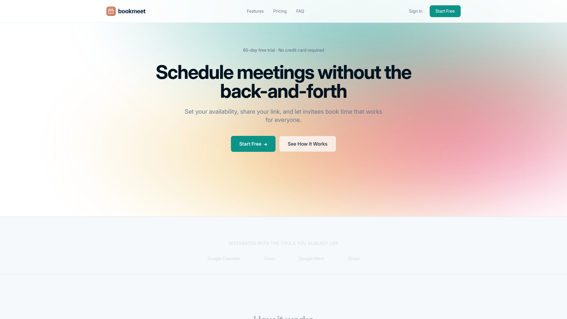website screenshot of https://bookmeet-qa-cpn.pages.dev/