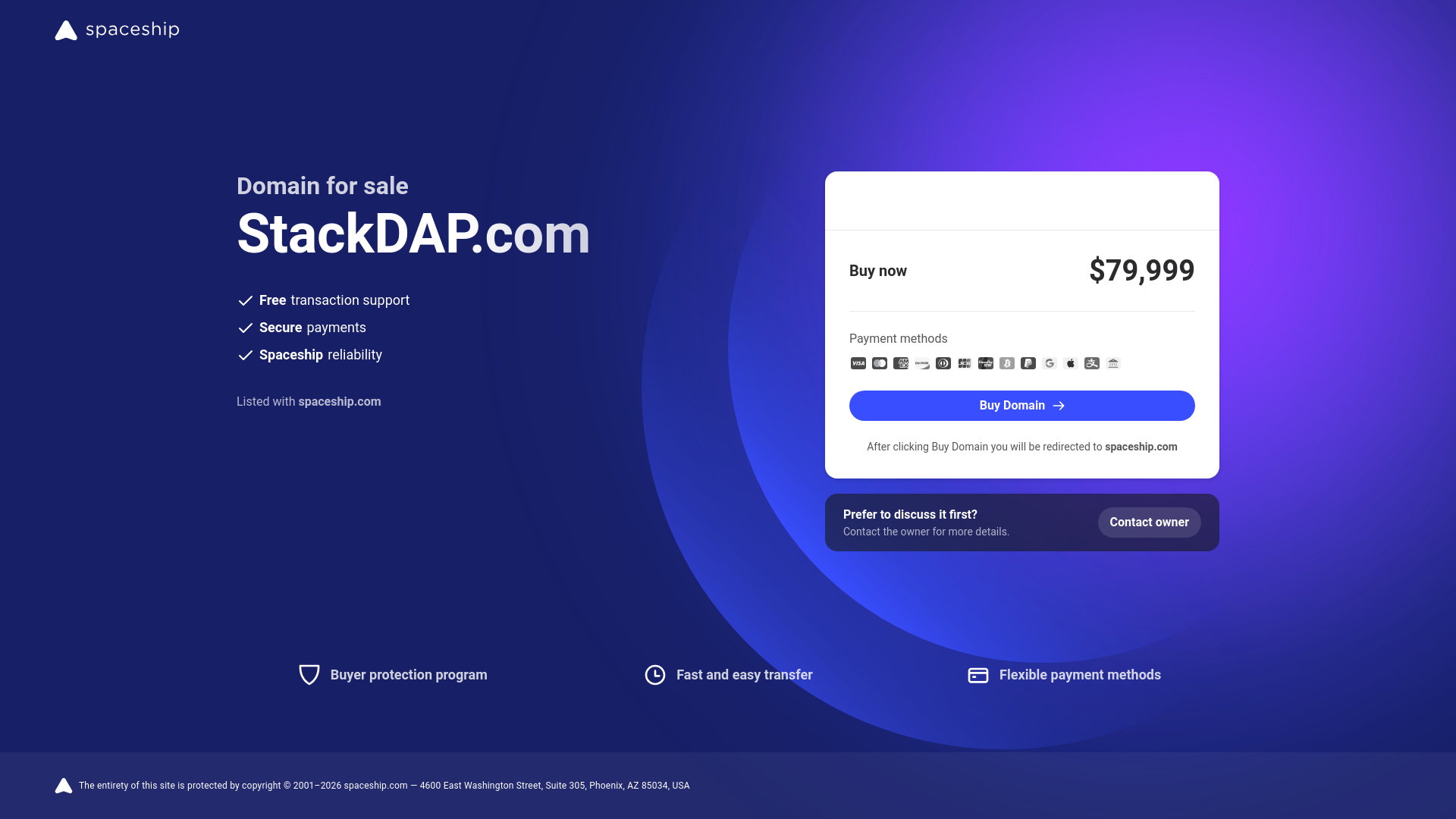 website screenshot of https://stackdap.com/