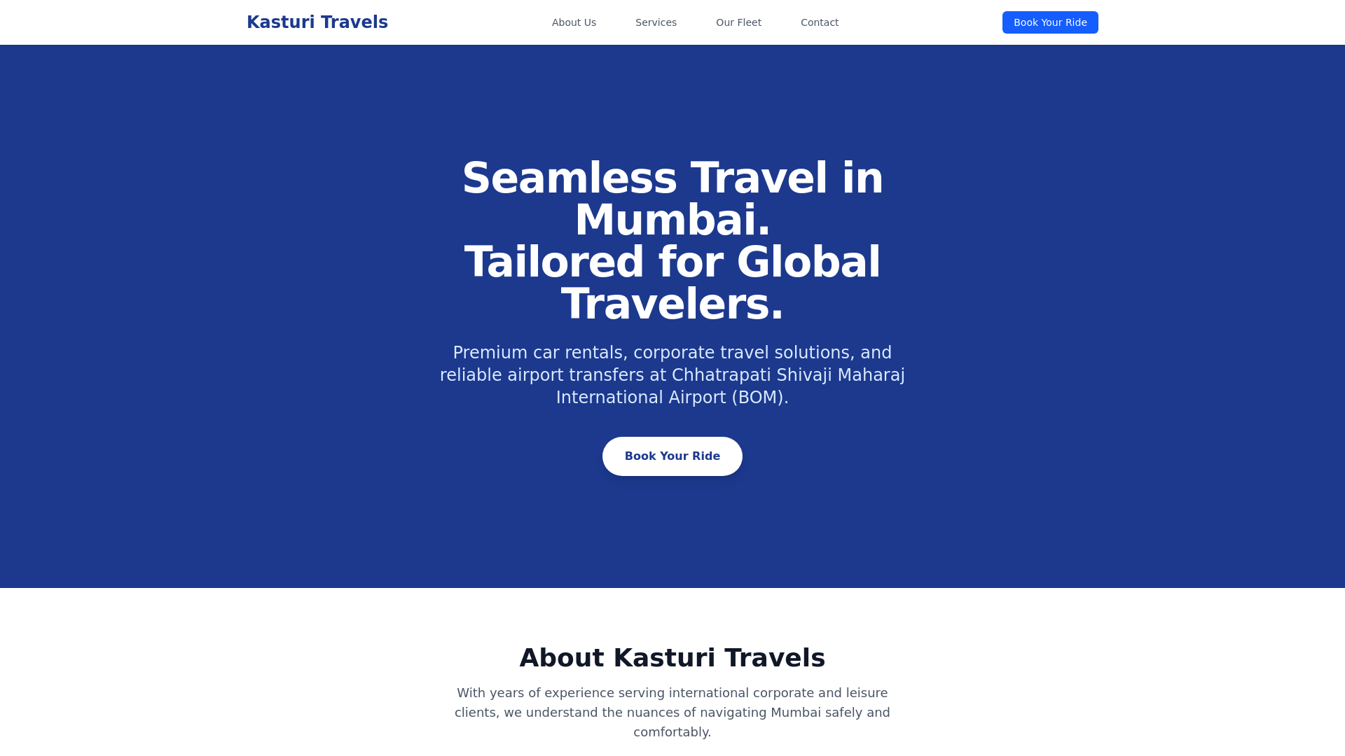 website screenshot of https://kasturitravels.in/