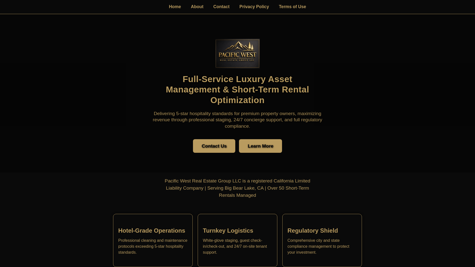 website screenshot of https://pacificwestmktg.com