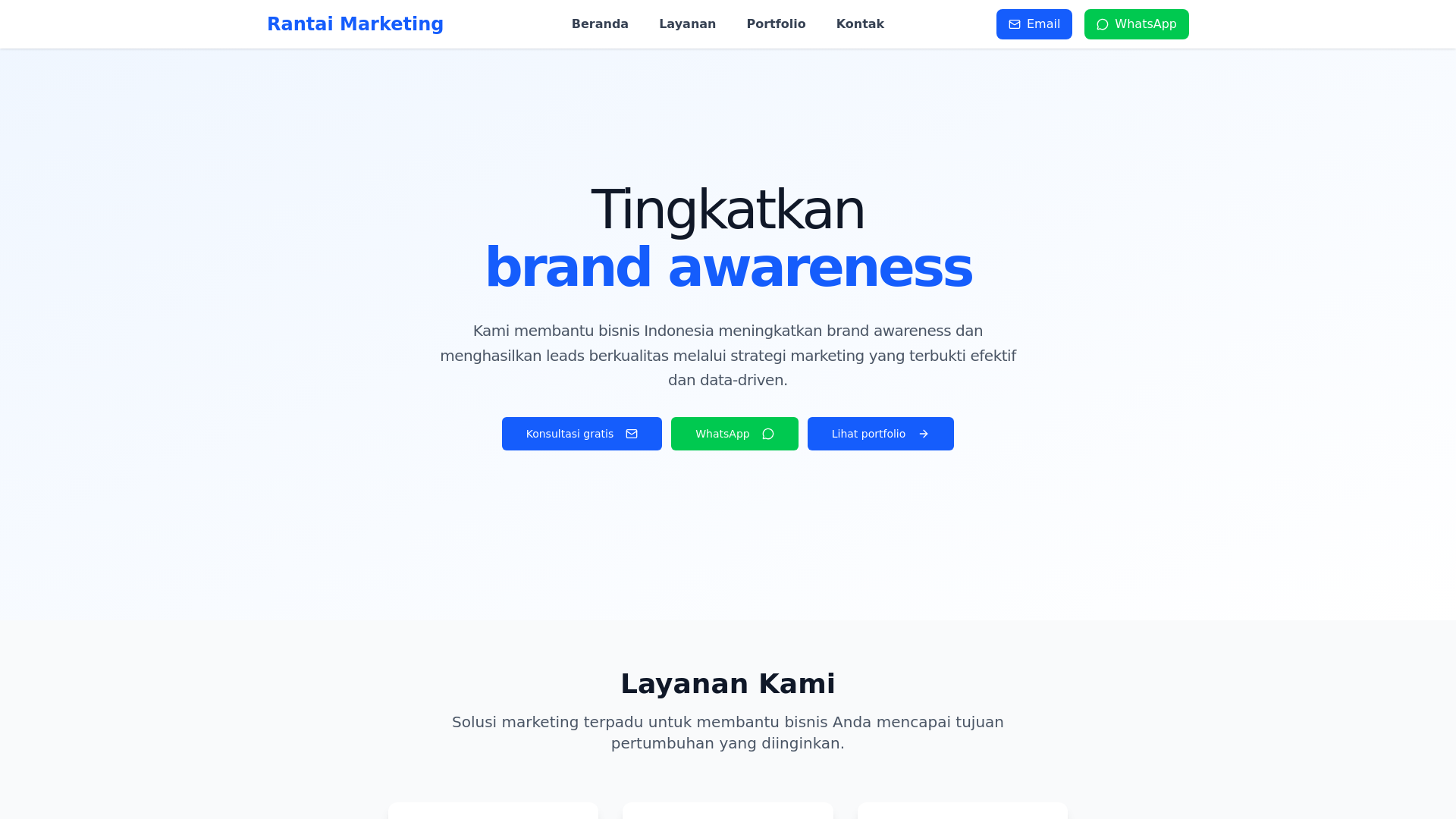 website screenshot of https://rantaimarketing.com