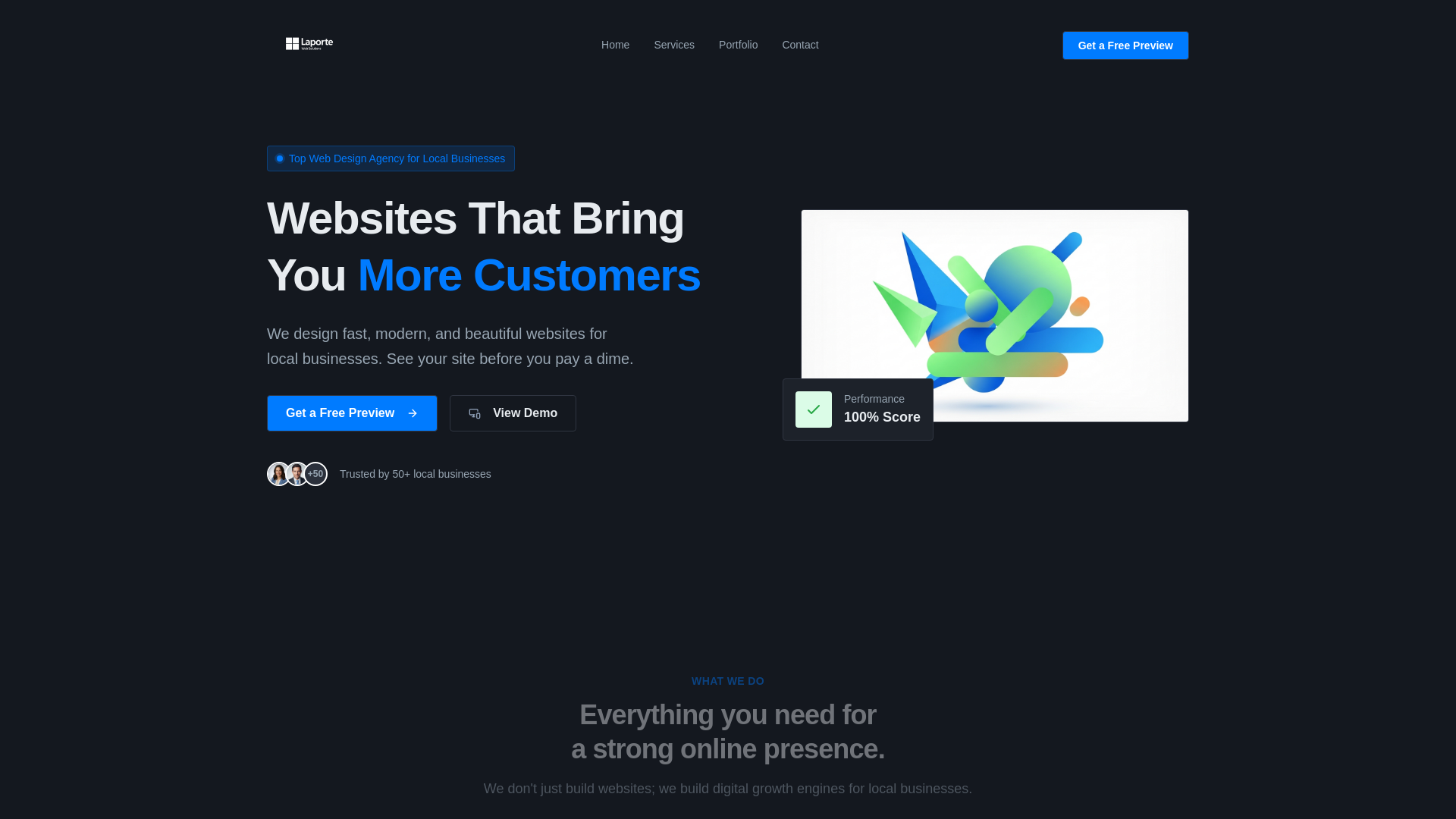 website screenshot of https://laporteweb.com