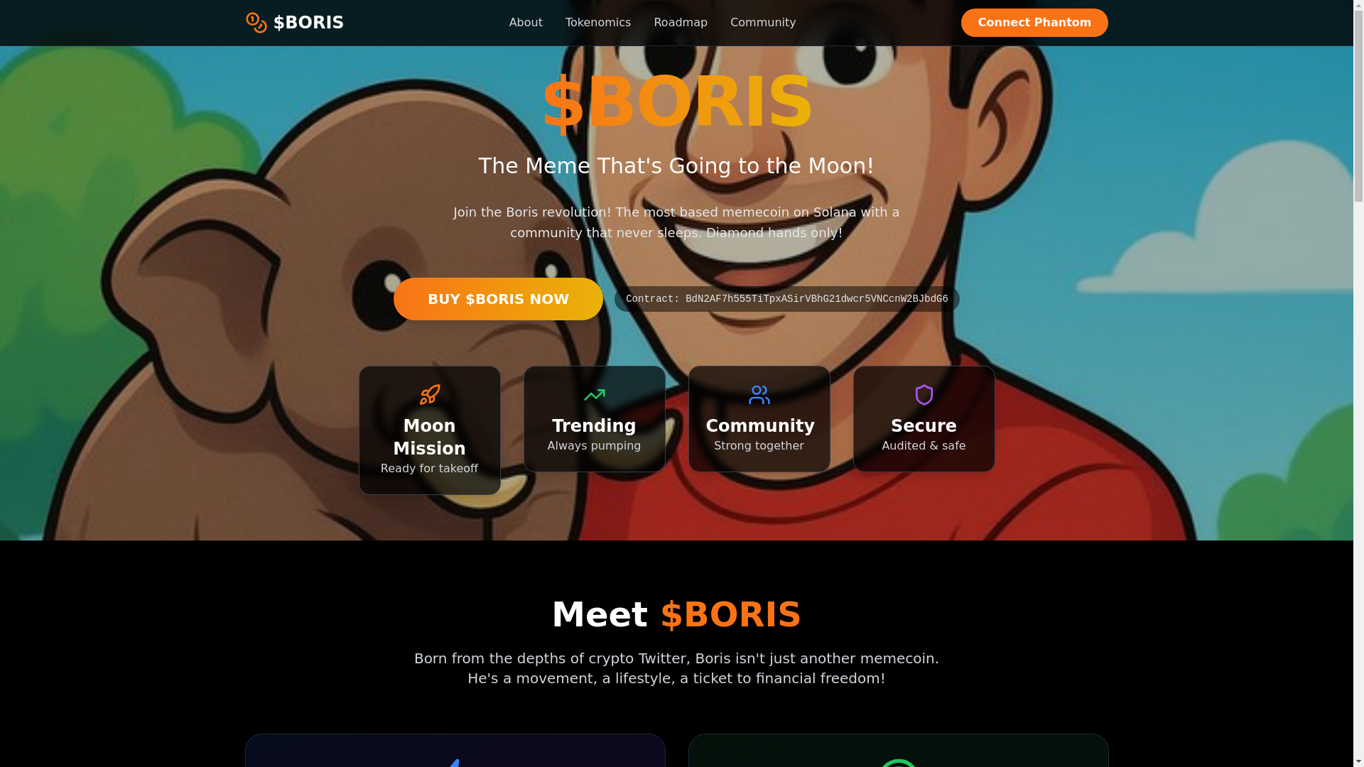 website screenshot of https://borismemecoin.lol/