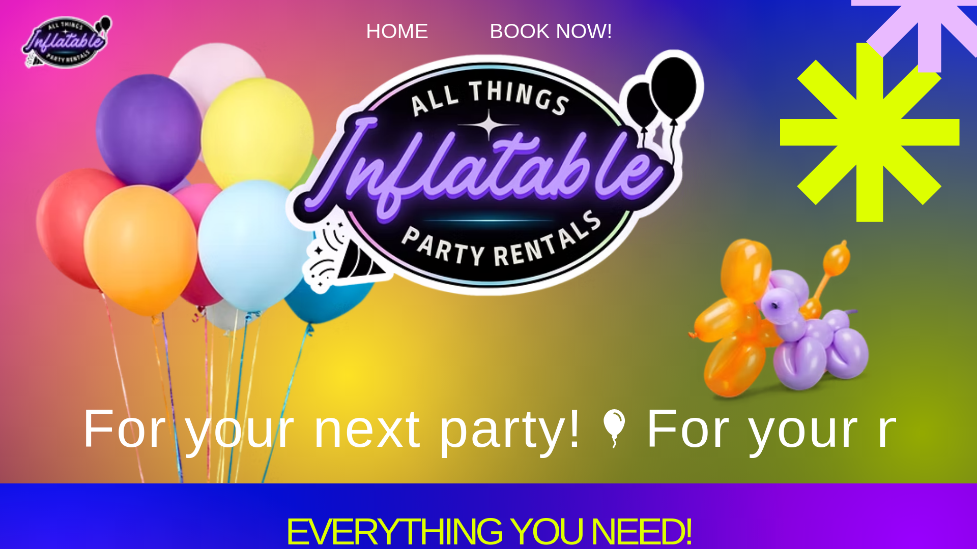 website screenshot of https://allthingsinflatablepartyrentals.com