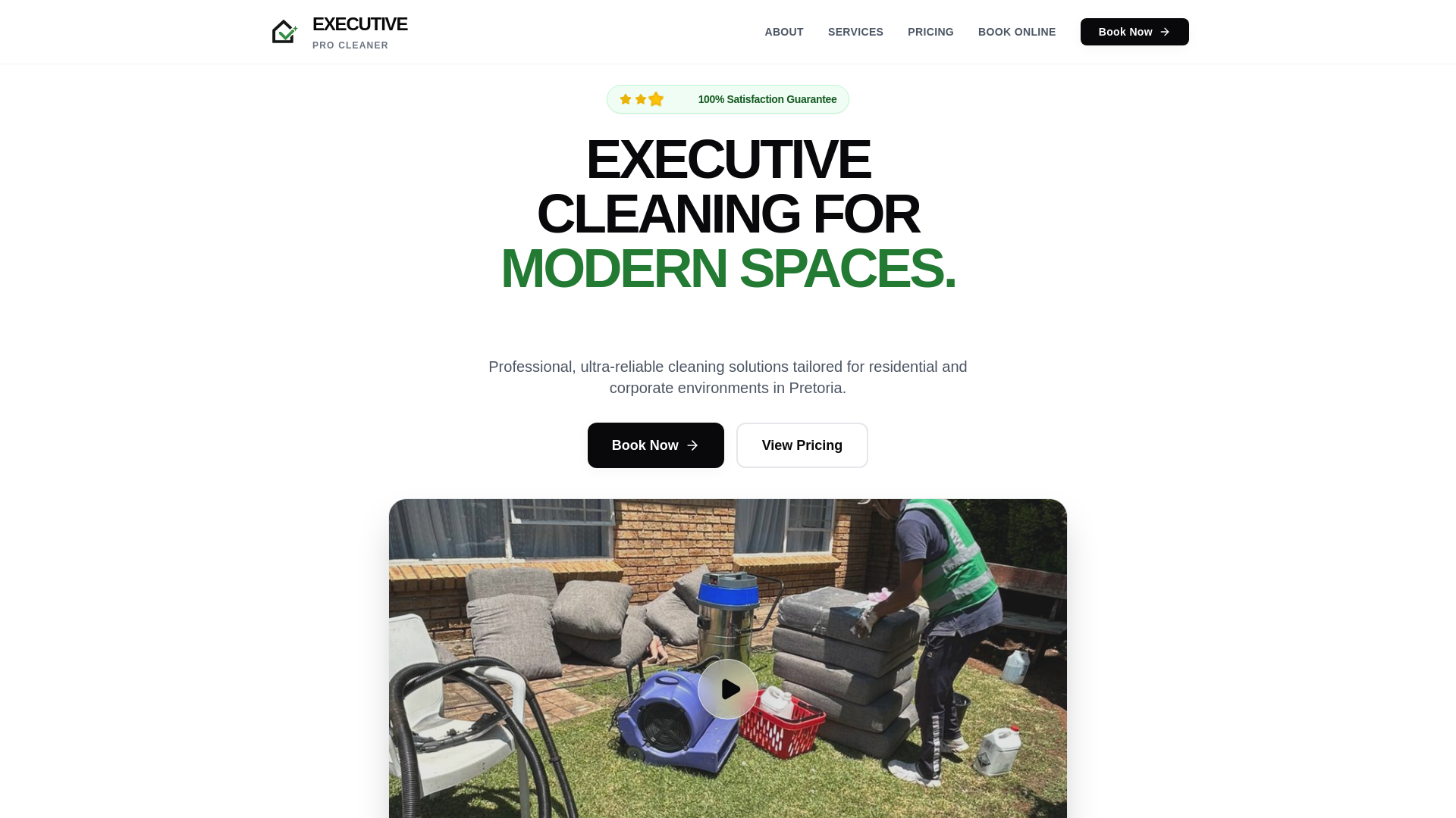 website screenshot of https://executiveprocleaner.co.za/