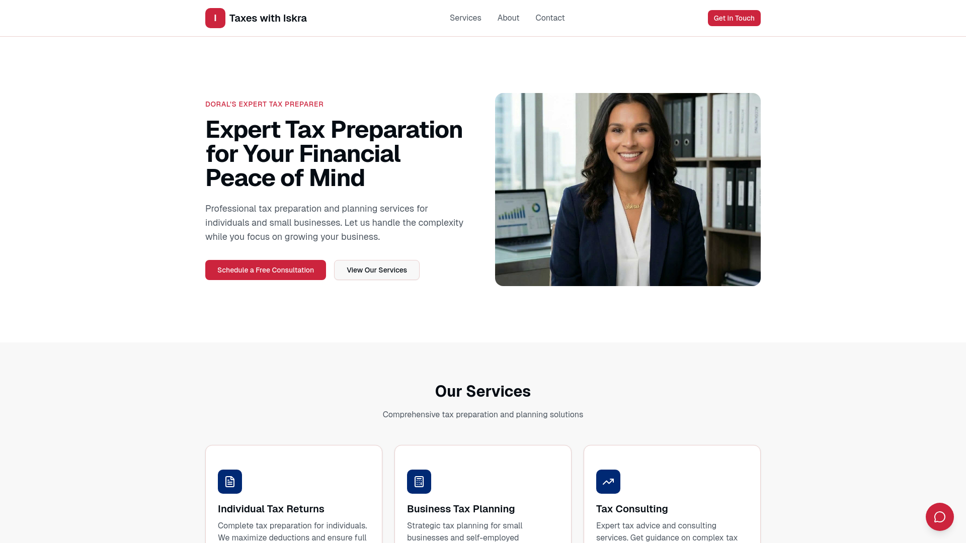 website screenshot of https://taxeswithiskra.com