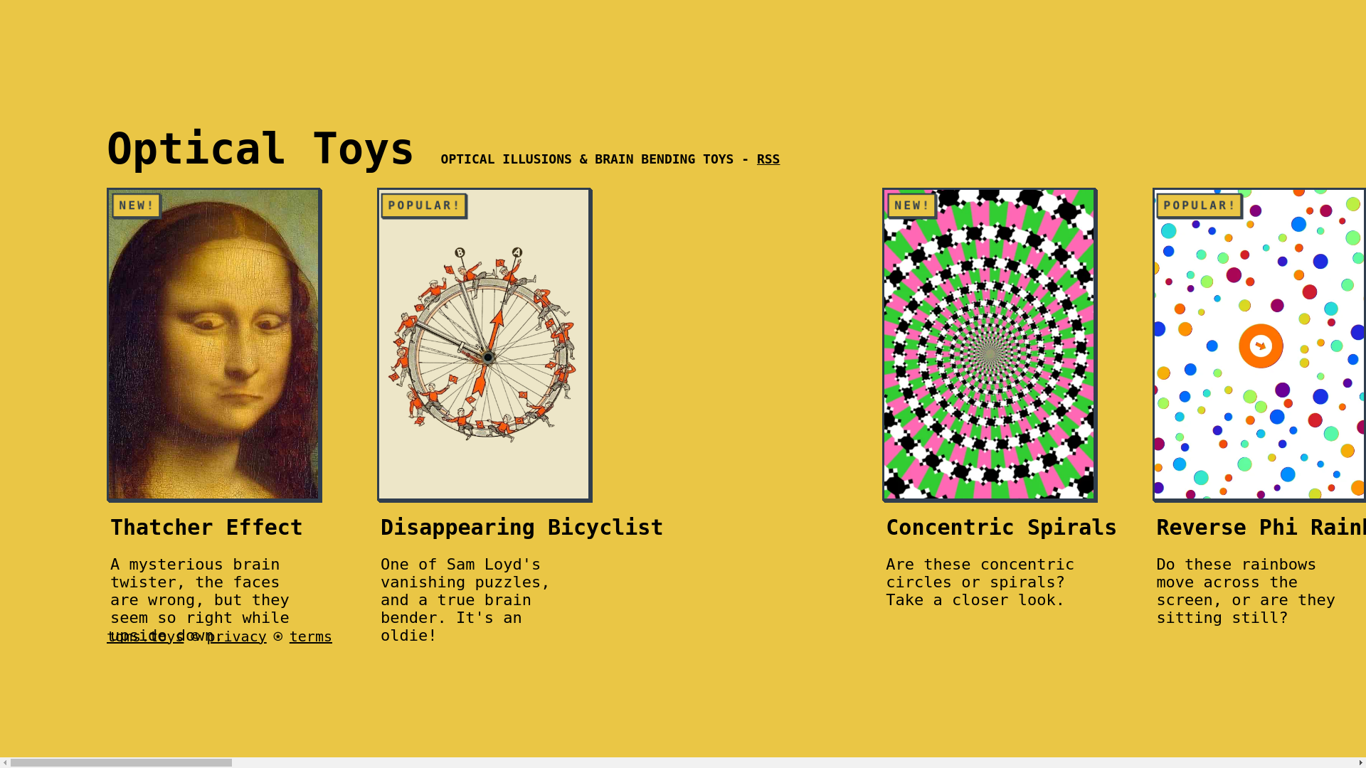 website screenshot of https://optical.toys/