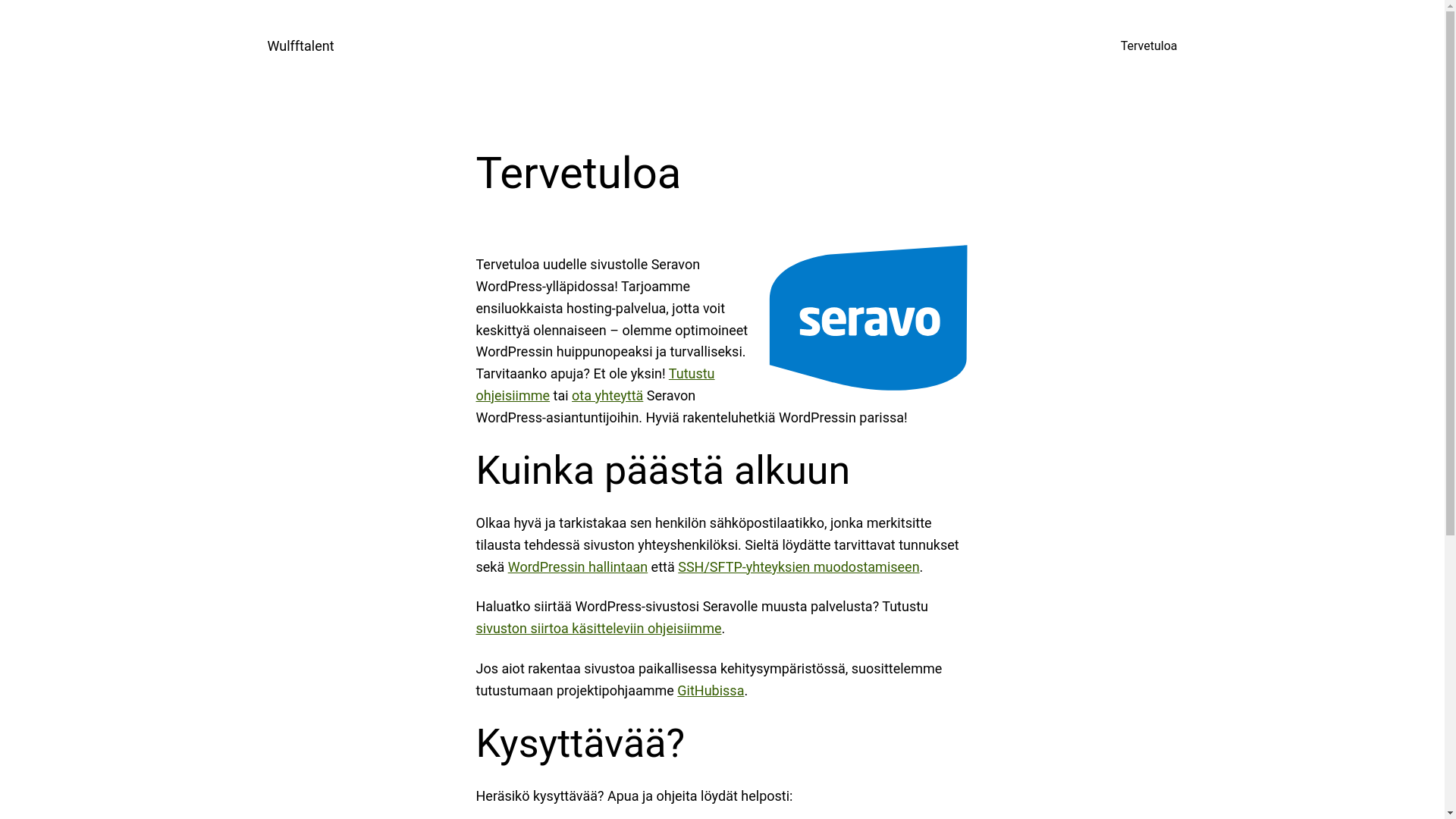 website screenshot of https://wulfftalent.fi/