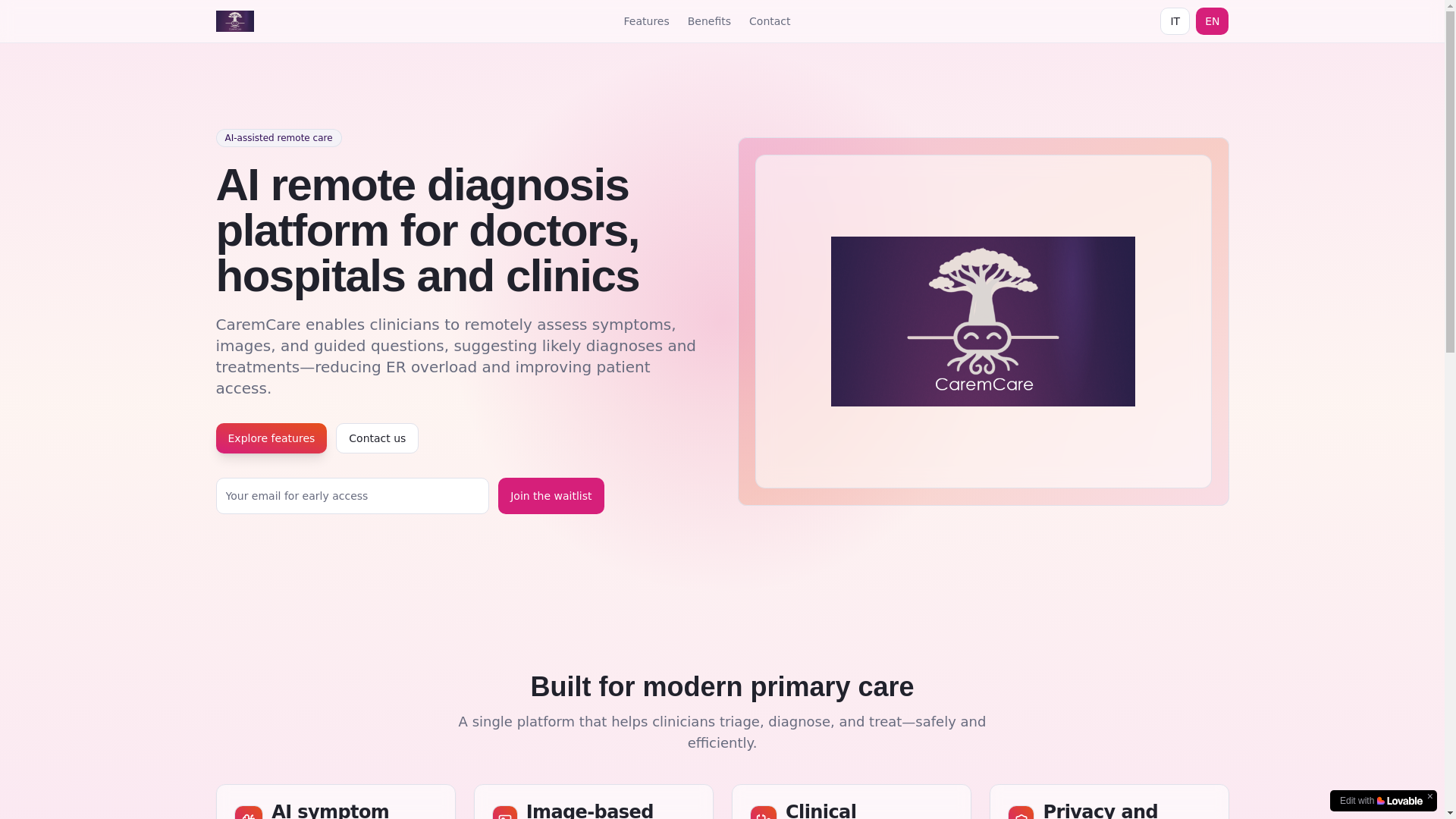 website screenshot of https://caremcare.com.br/