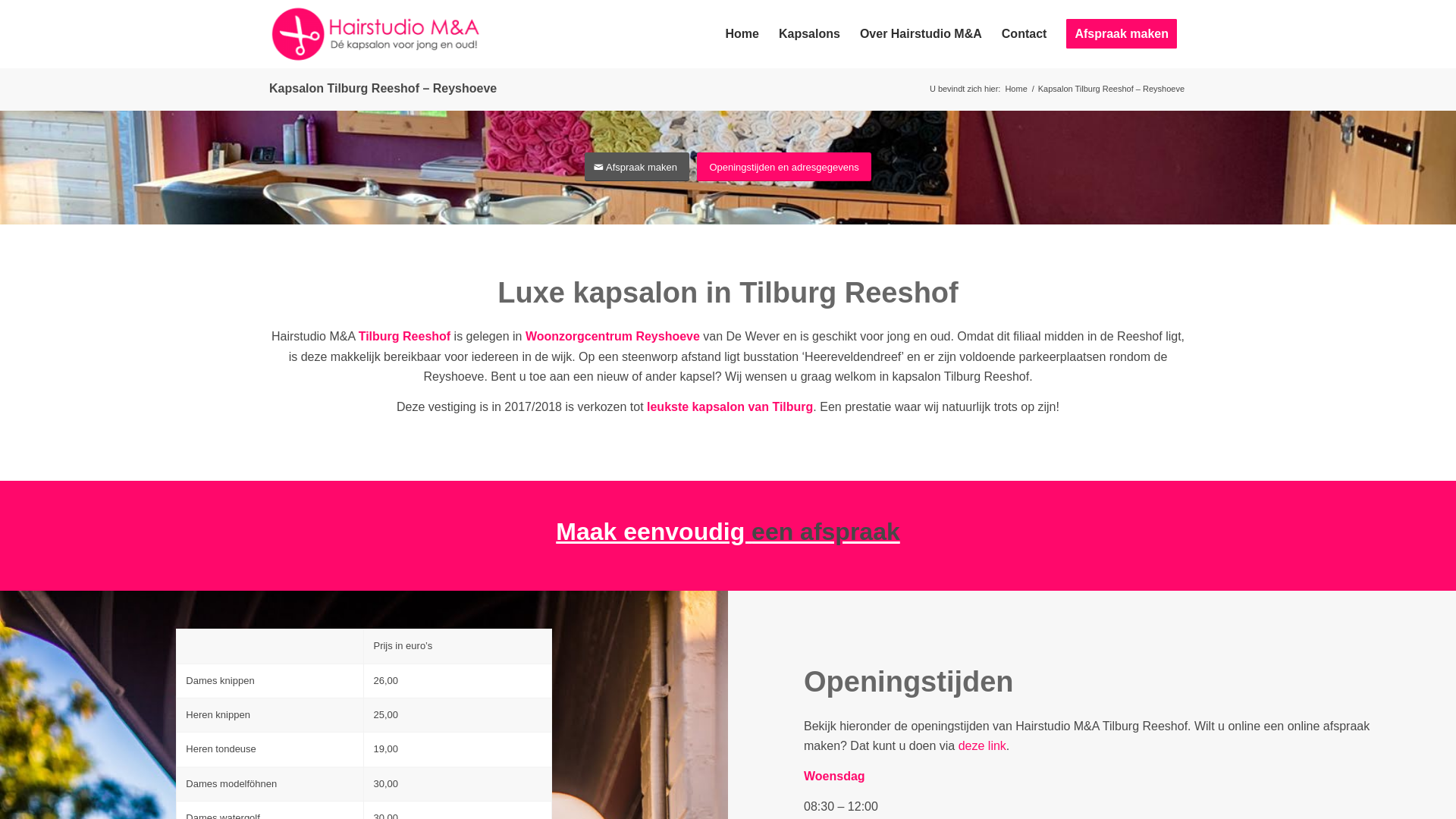 website screenshot of https://kapsalonreeshof.nl