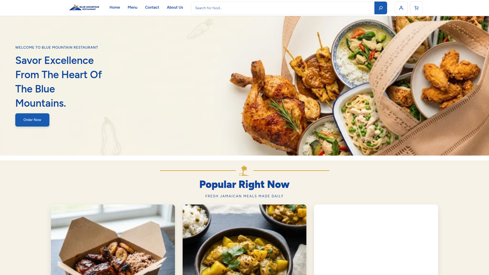 website screenshot of https://bluemountainrestaurant.com