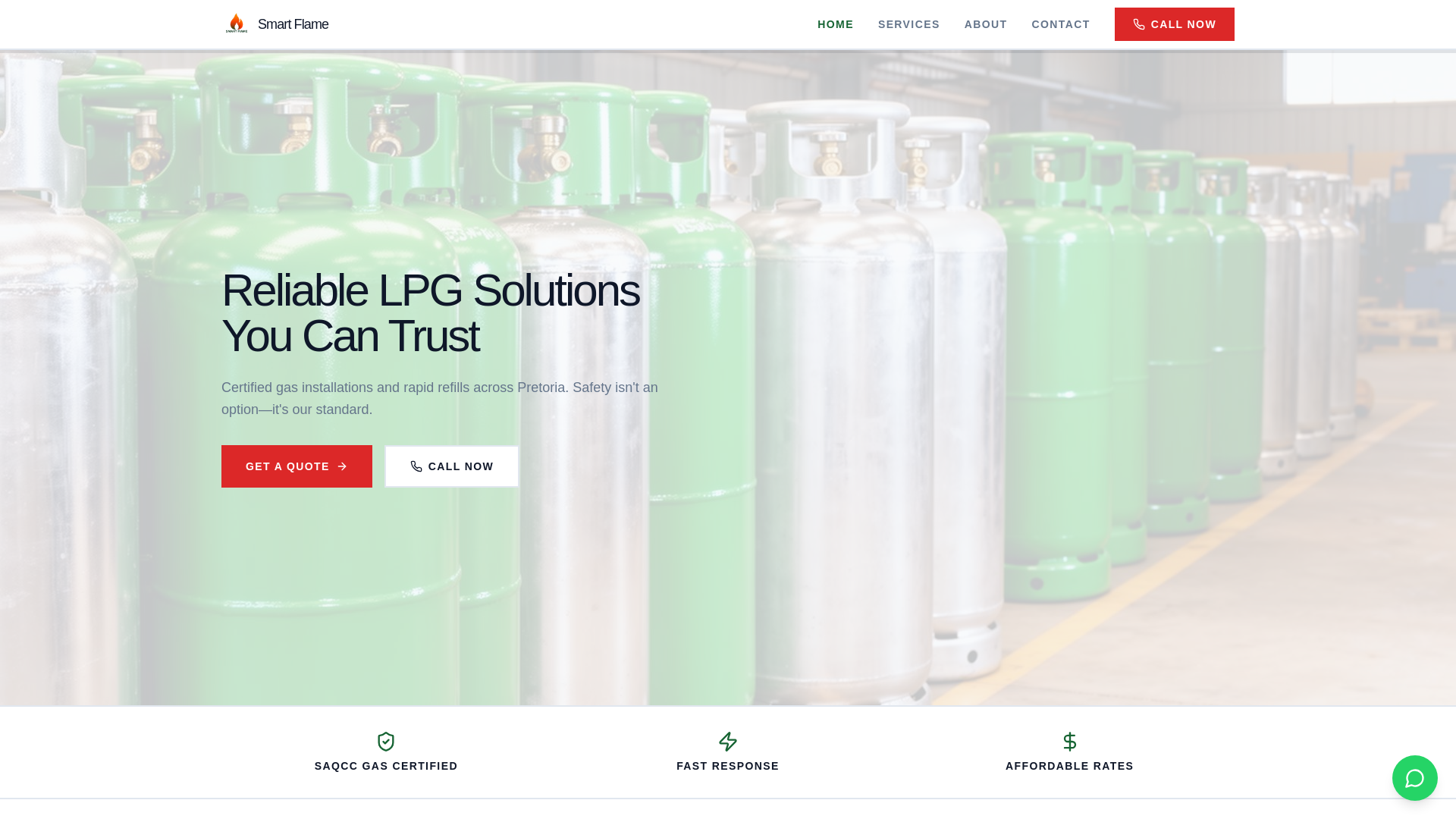 website screenshot of https://smartflamelpgas.co.za/