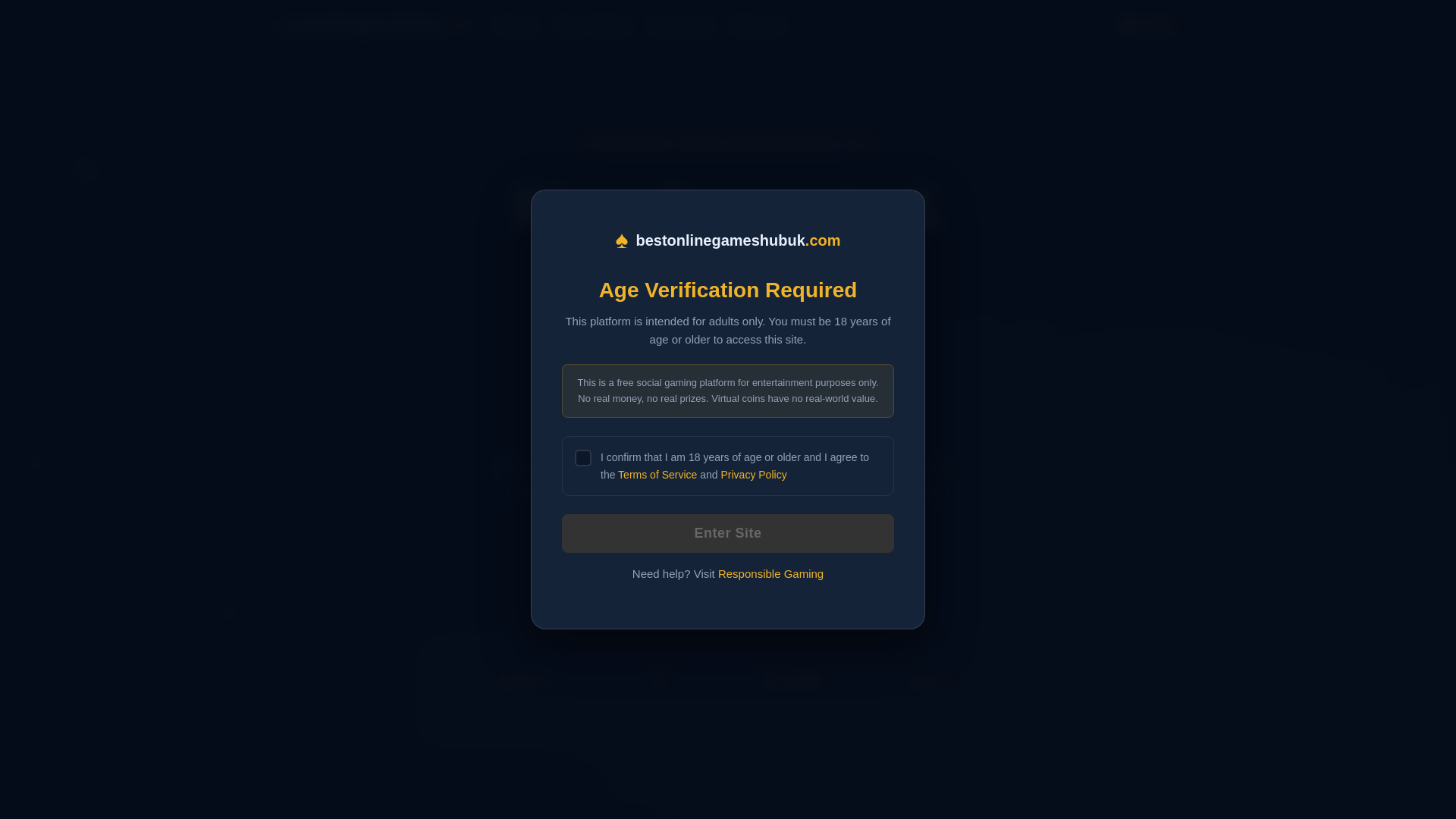 website screenshot of https://bestonlinegameshubuk.com/