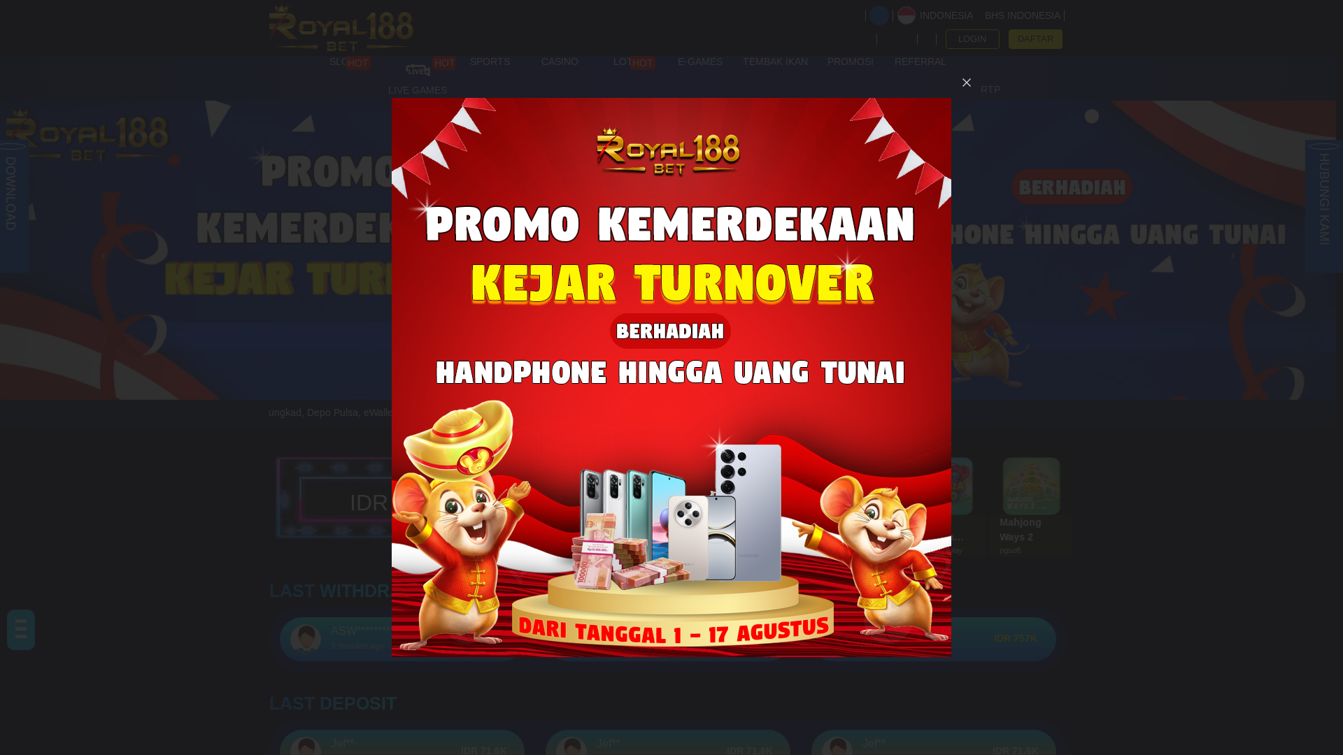 website screenshot of https://royal188ha.com/