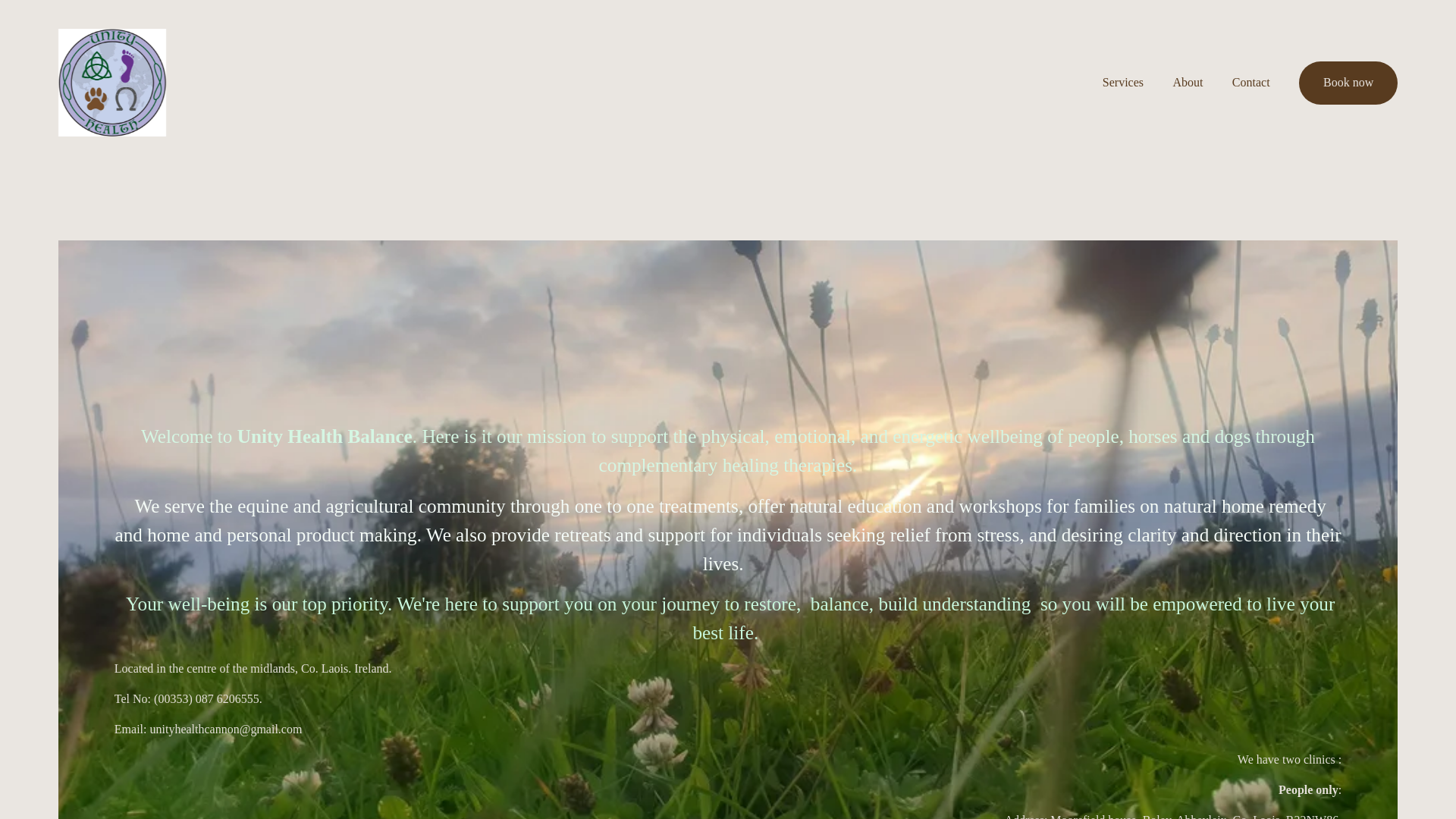 website screenshot of https://unityhealthbalance.com/