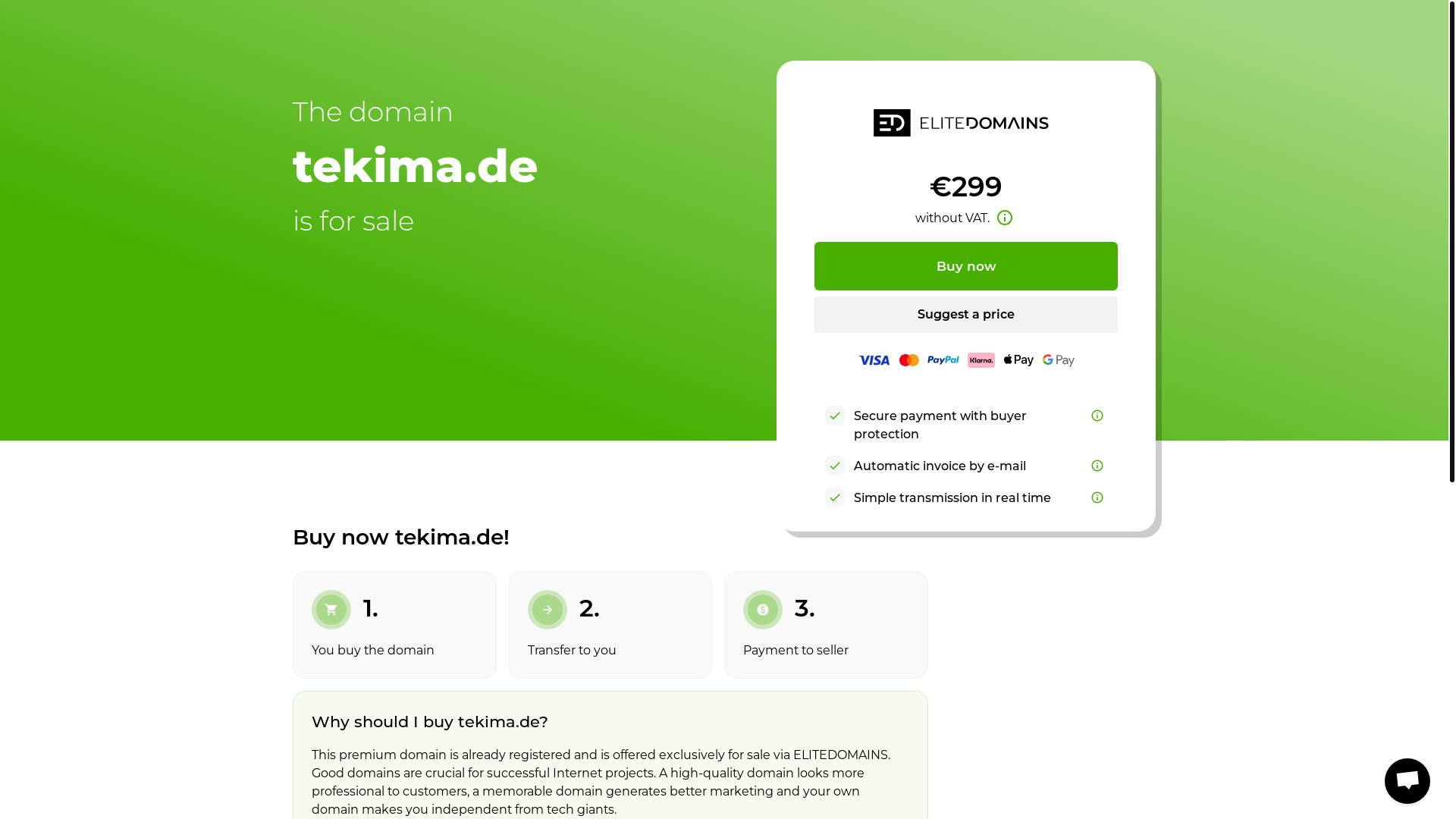 website screenshot of https://tekima.de/