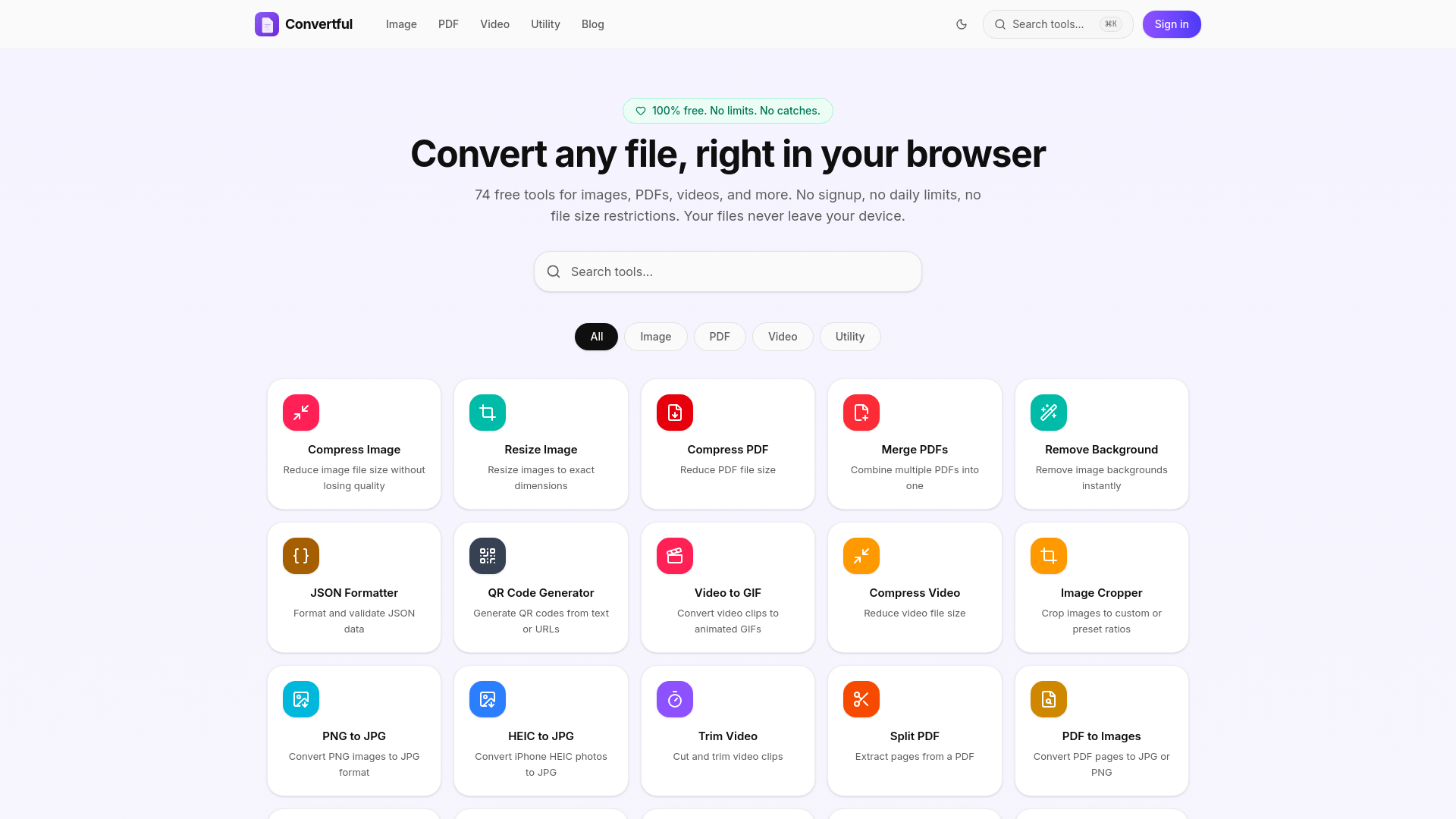 website screenshot of https://convertful.app/