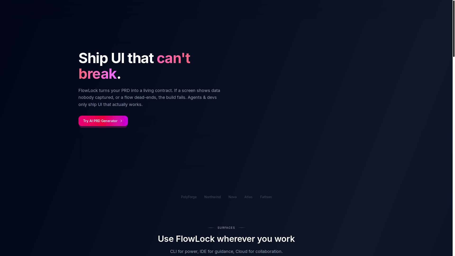 website screenshot of https://flowlock.dev/