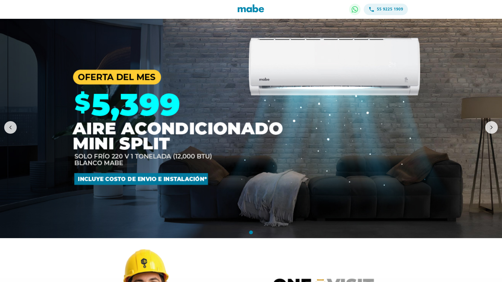 website screenshot of https://airesacondicionadosmabe.com