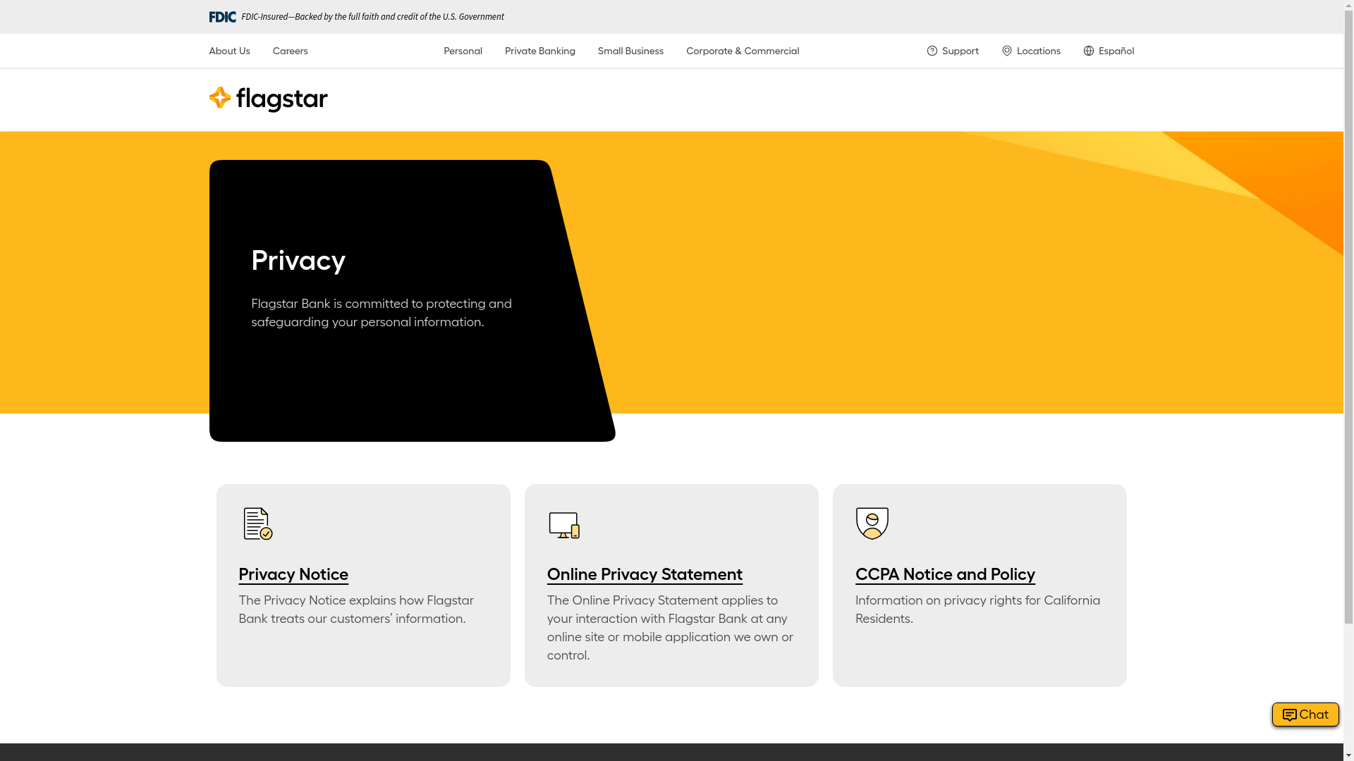 website screenshot of https://www.flagstar.com/legal-disclaimers/privacy.html
