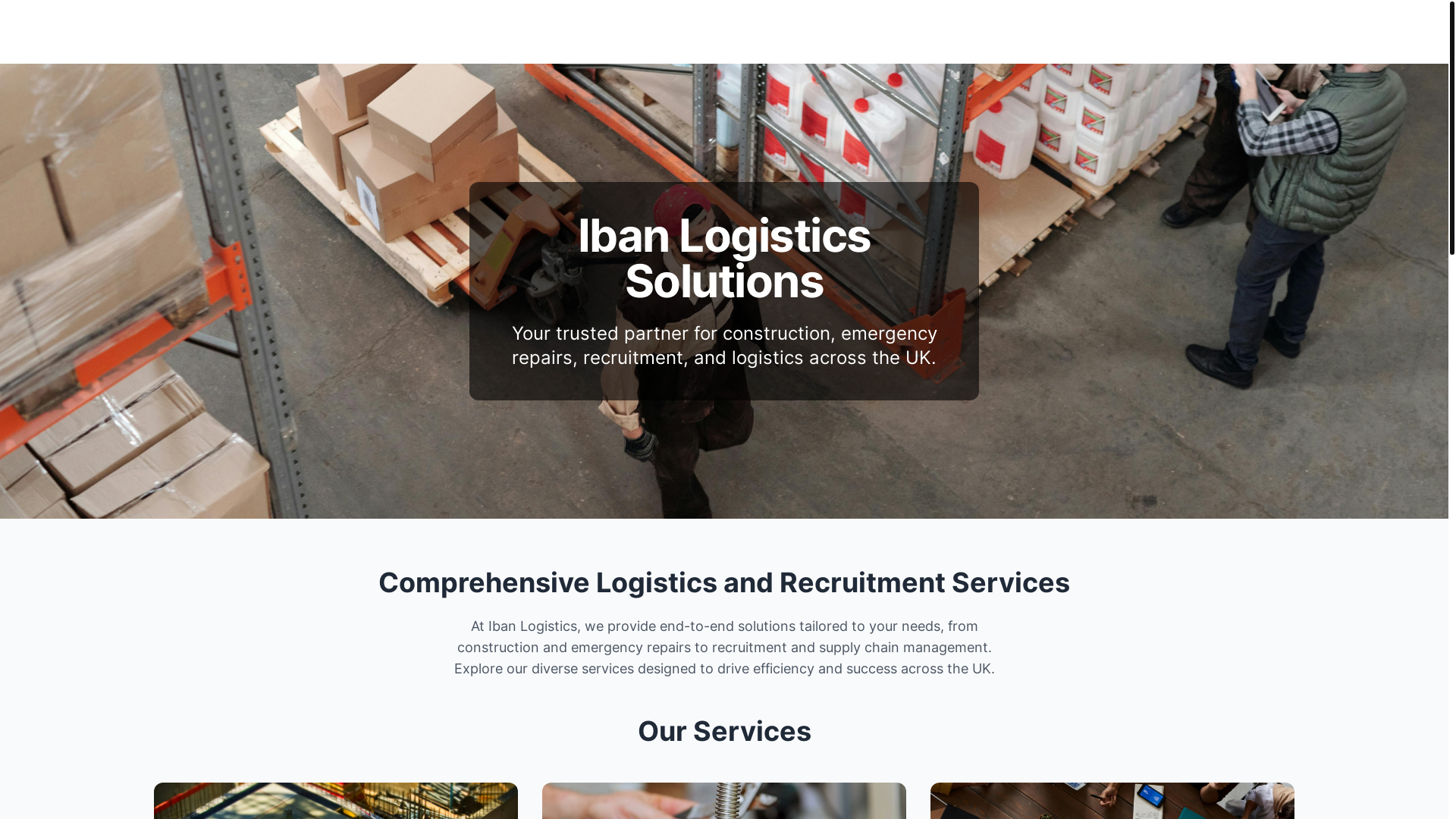website screenshot of https://iban-logistics.co.uk/