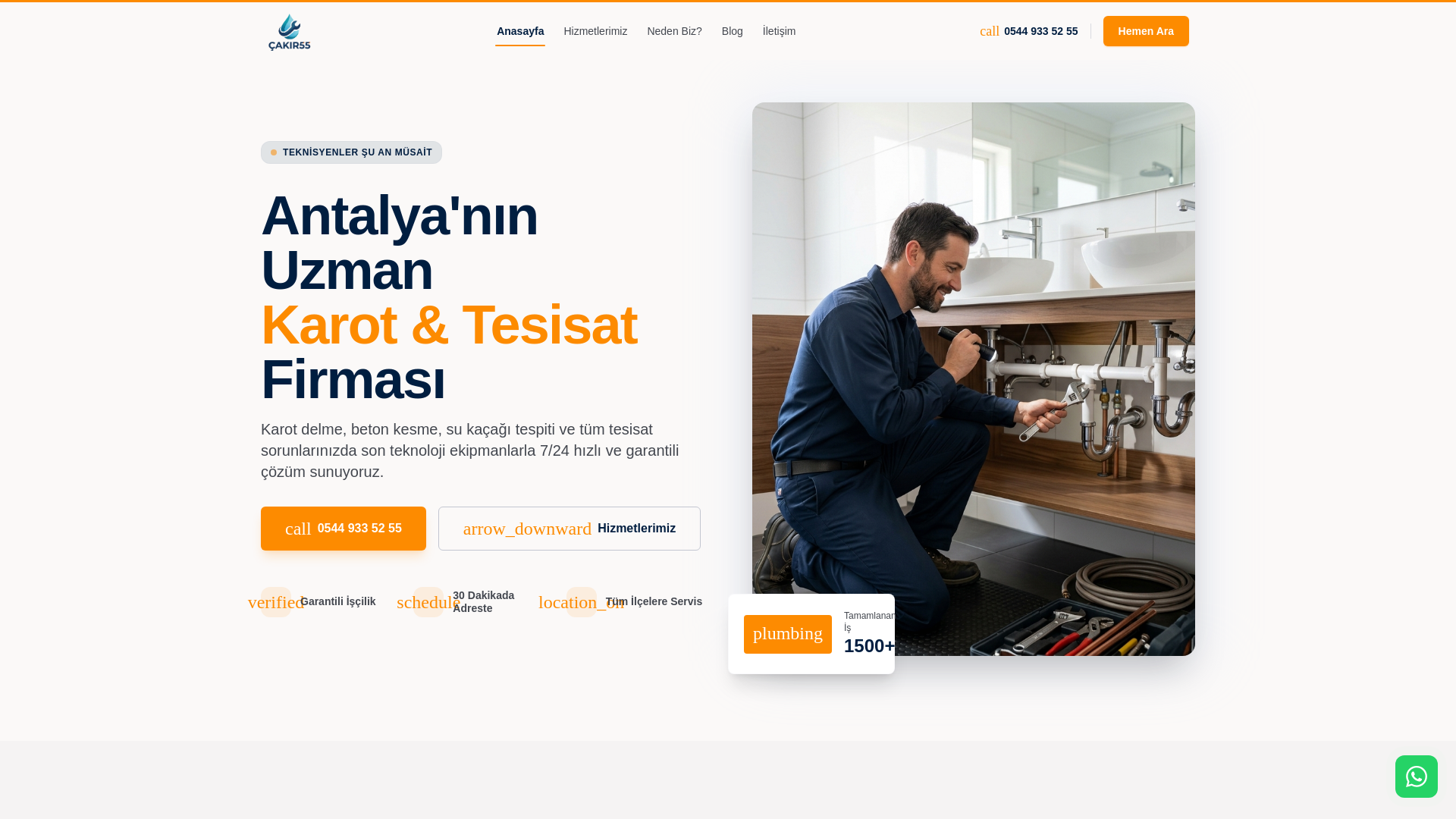 website screenshot of https://cakir55tesisat.com/