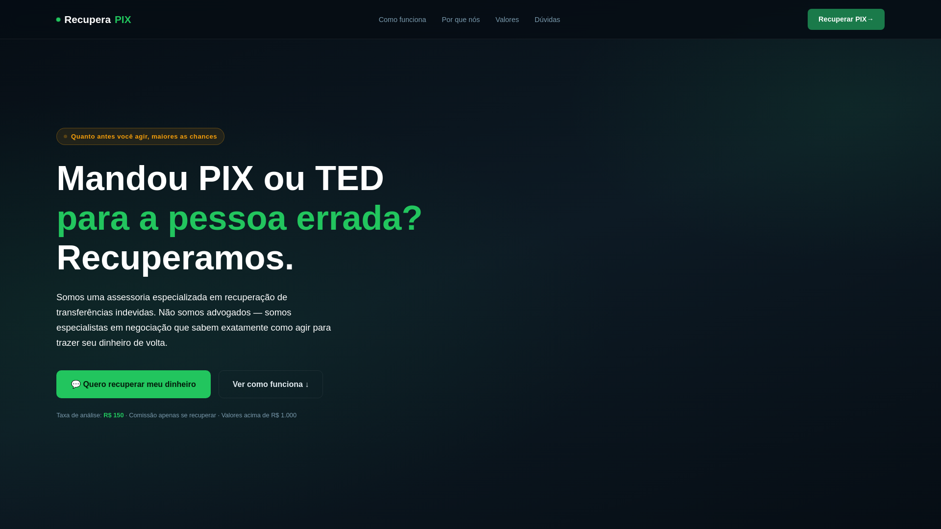website screenshot of https://recuperaopix.com.br/