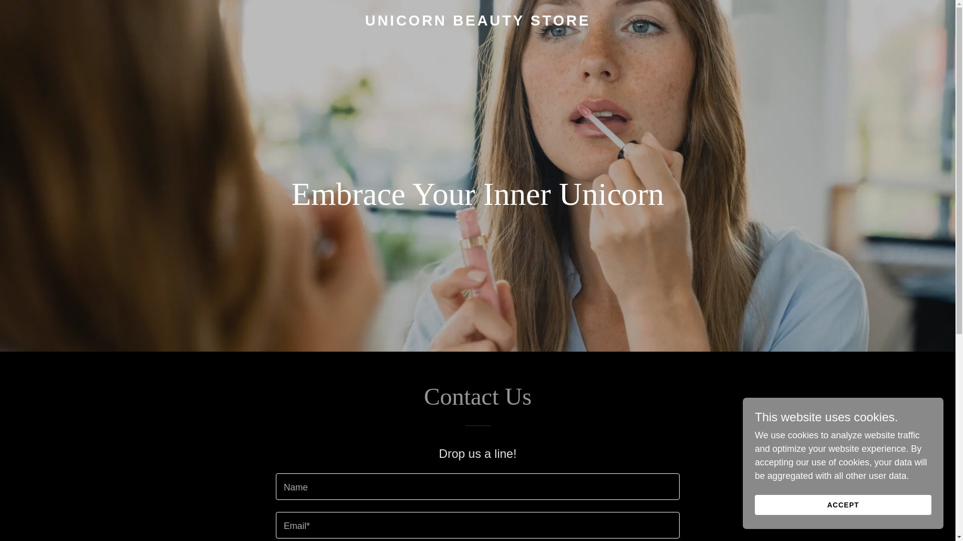website screenshot of https://unicornbeautystore.com/