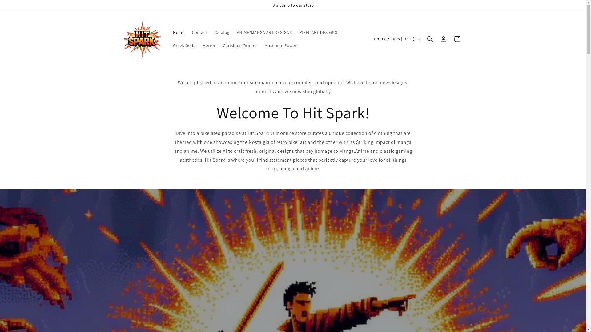 website screenshot of https://hitsparkclothing.com/