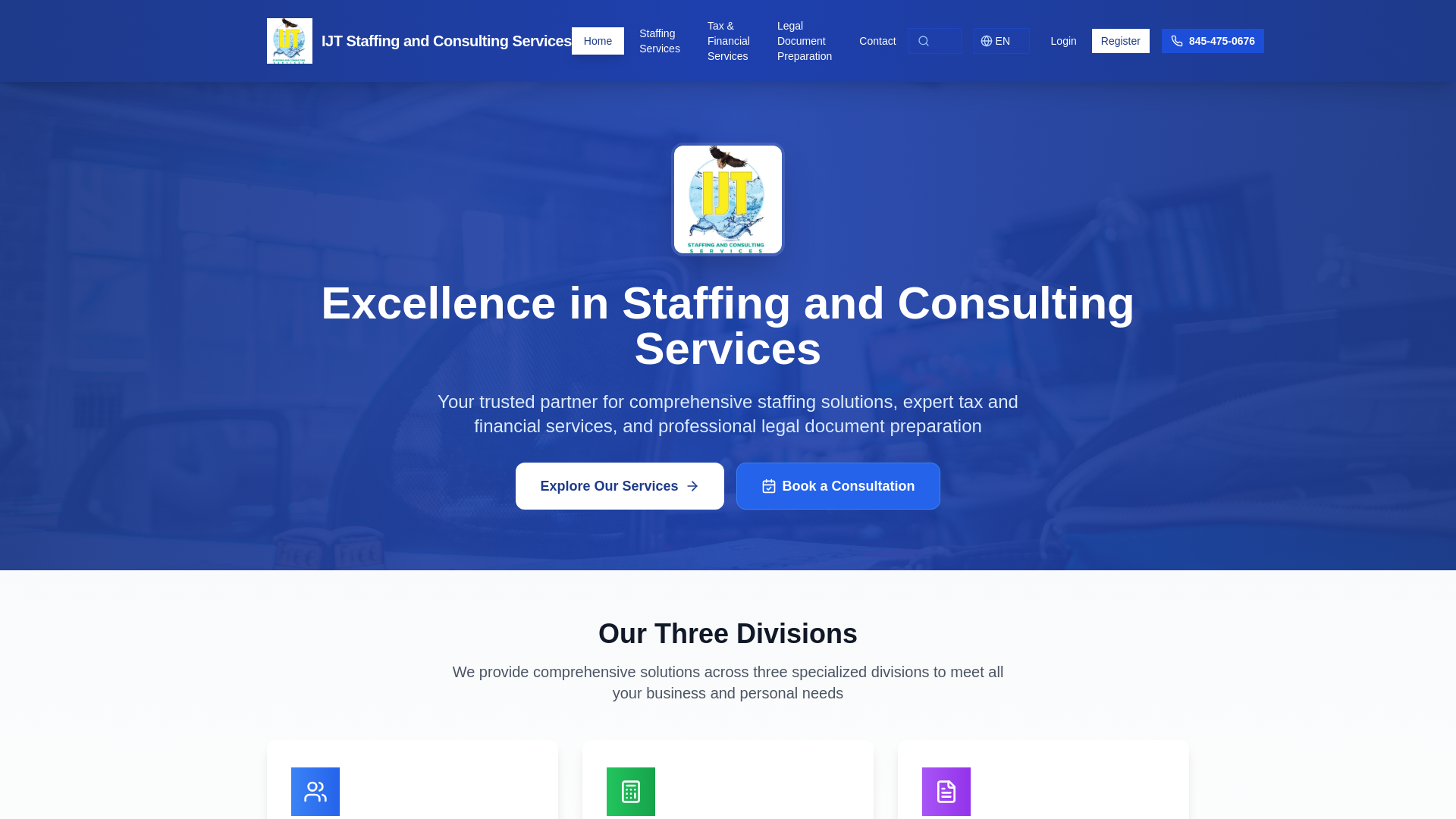 website screenshot of https://ijtstaffingconsulting.com/