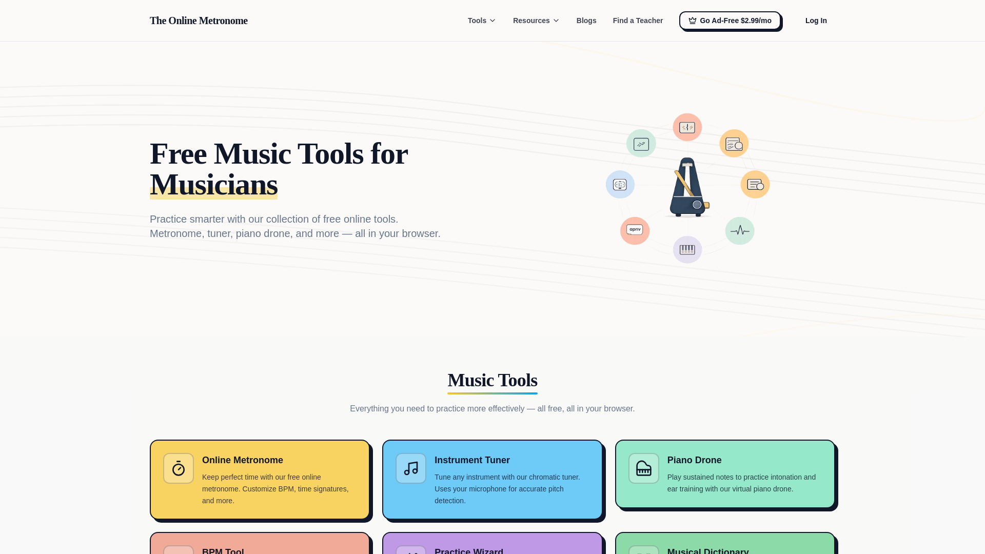website screenshot of https://theonlinemetronome.pages.dev/