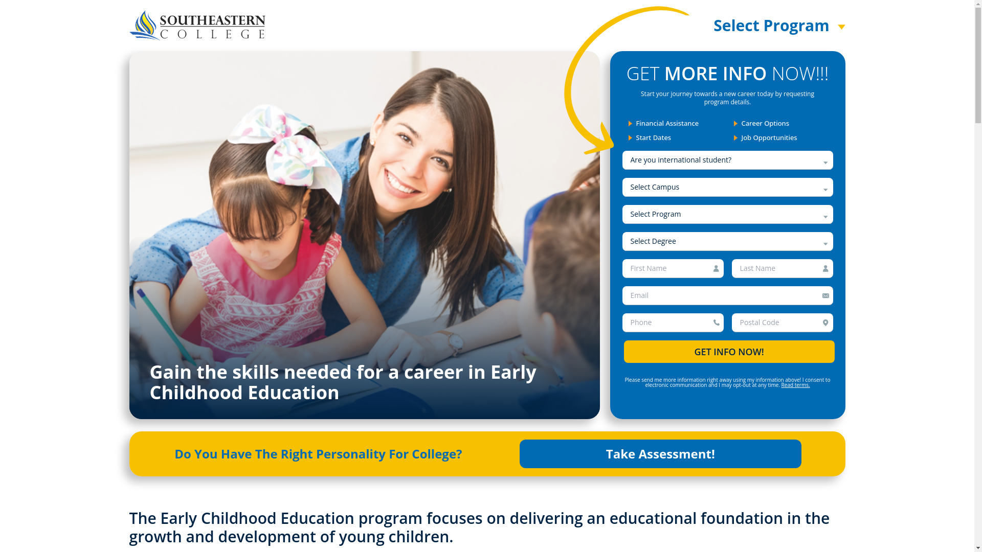website screenshot of https://south-easterncollege.com/