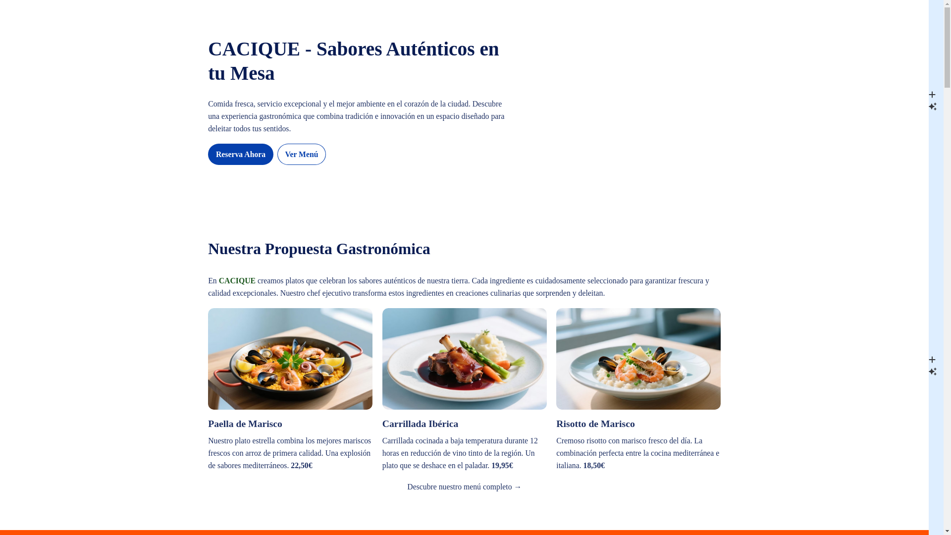 website screenshot of https://restaurantecacique.pages.dev/