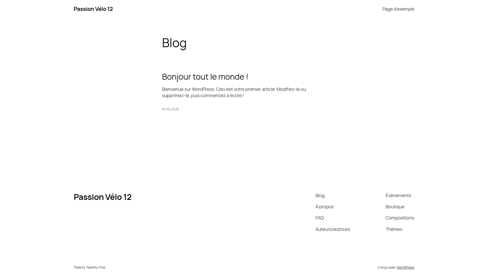 website screenshot of https://passionvelo12.fr/