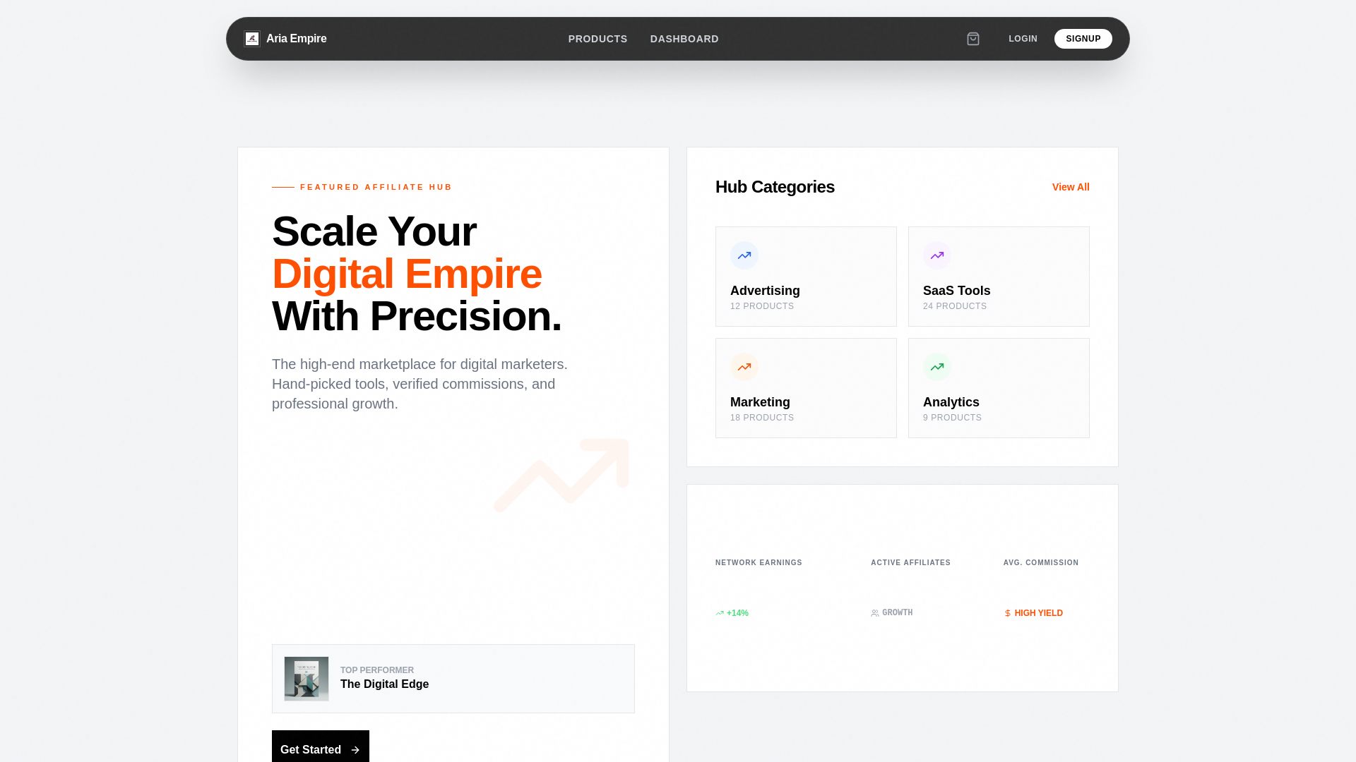 website screenshot of https://ariaempire.site/