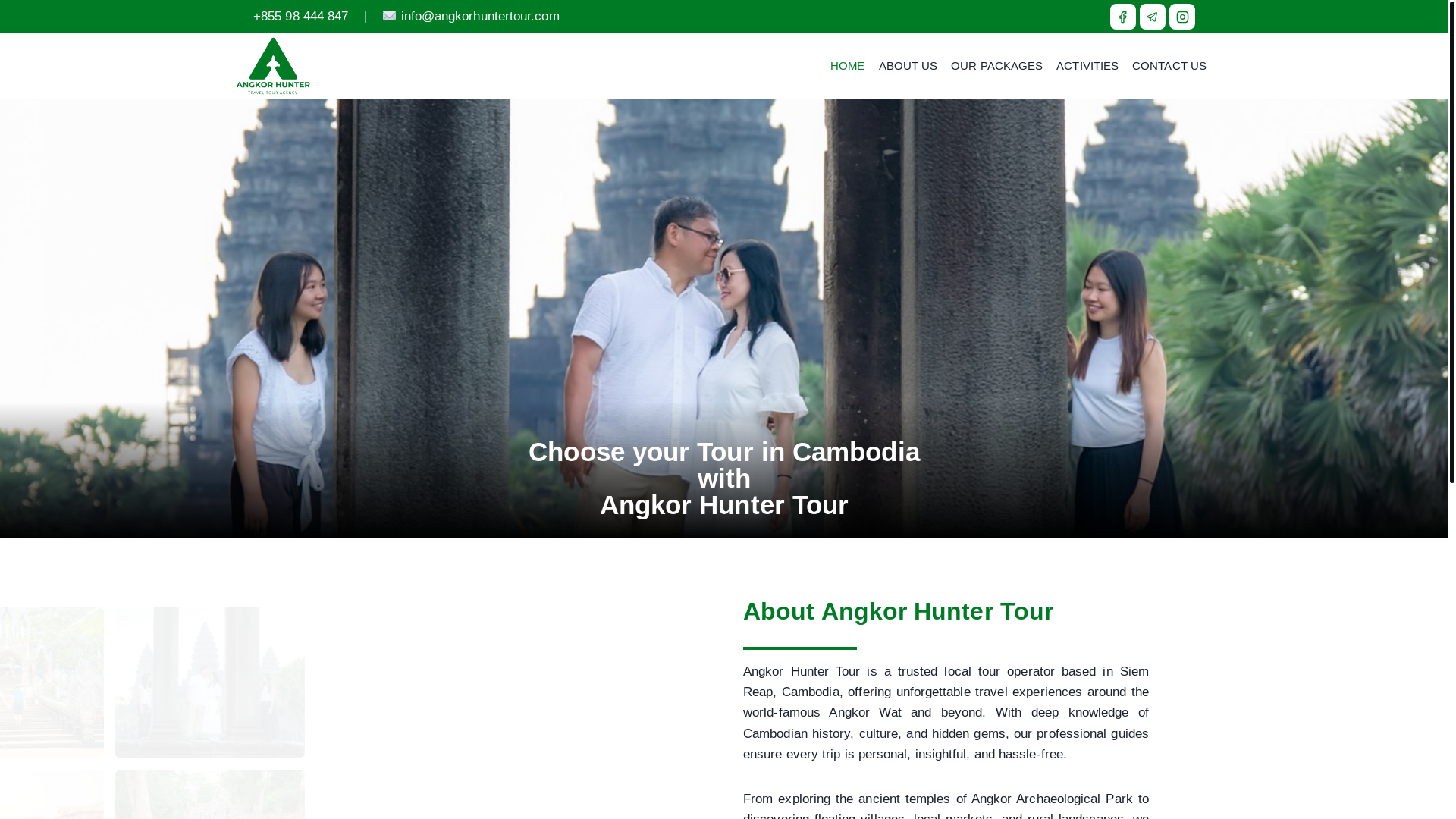 website screenshot of https://angkorhuntertour.com/