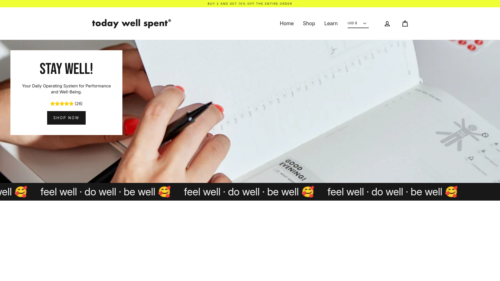 website screenshot of https://www.todaywellspent.com