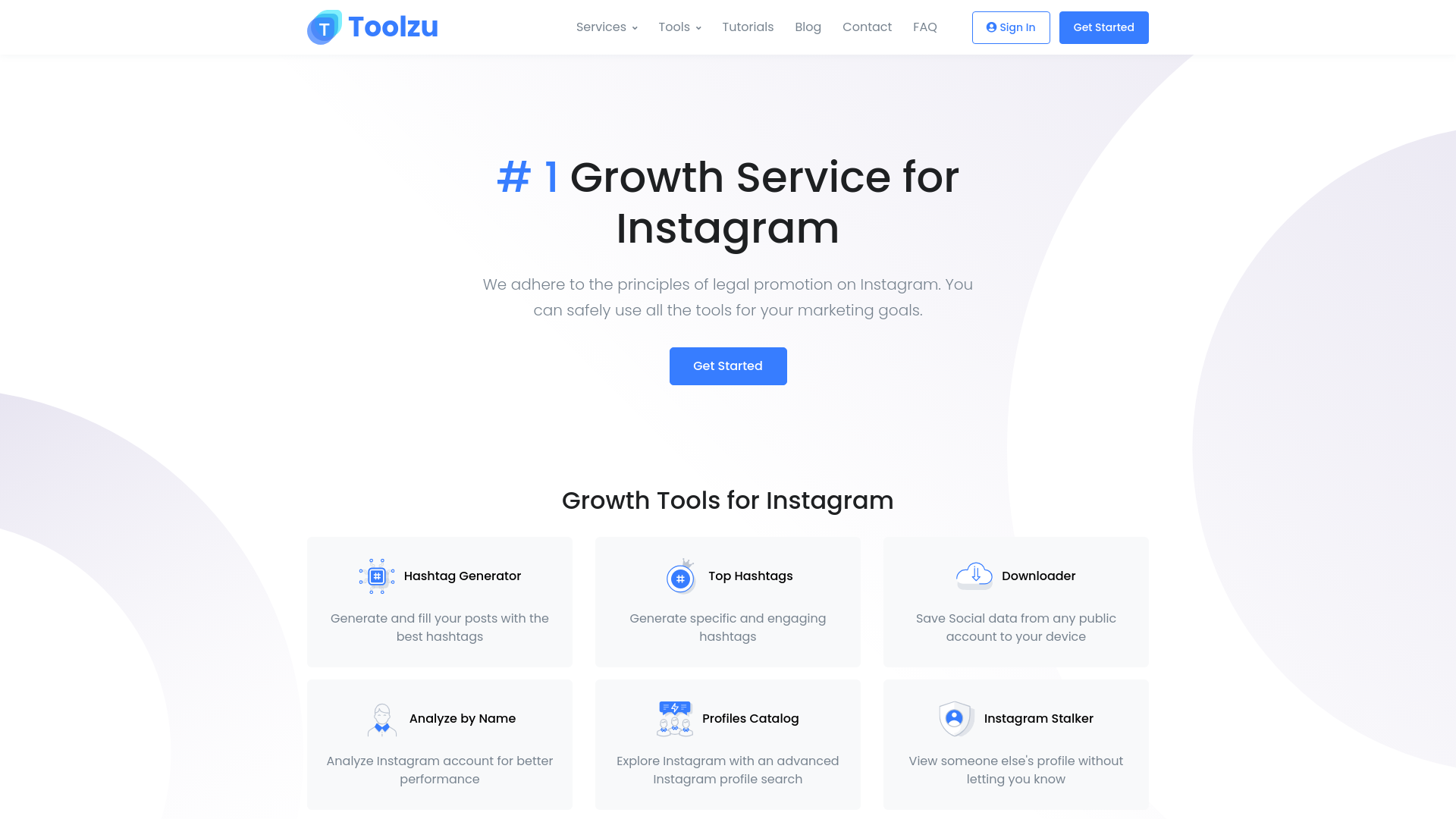website screenshot of https://toolzu.com/