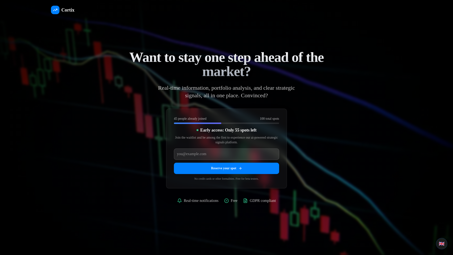website screenshot of https://getcortix.com/